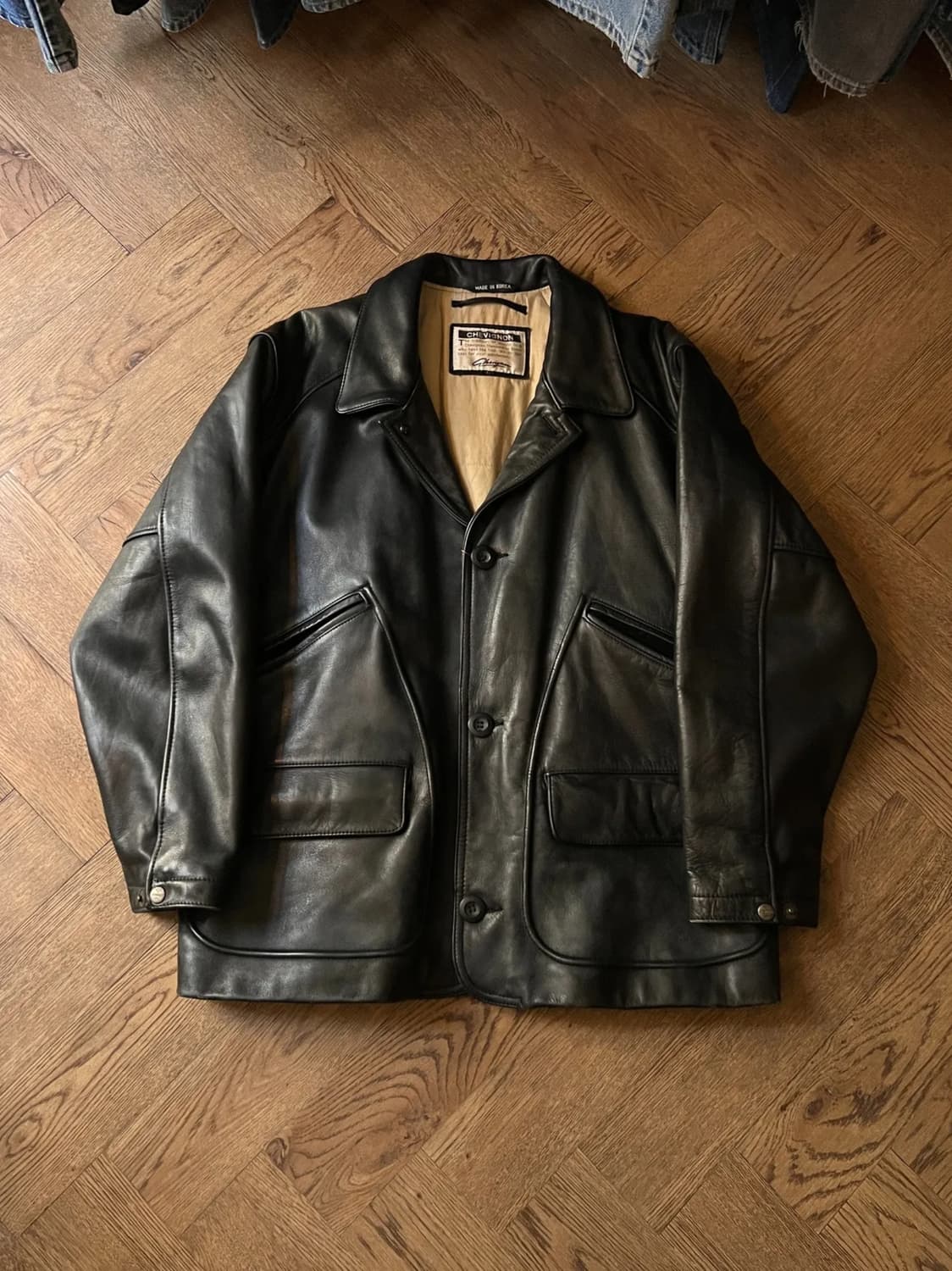 [L]90's USA 빈티지 한국제조 리얼레더 블레이저 자켓 상품이미지1