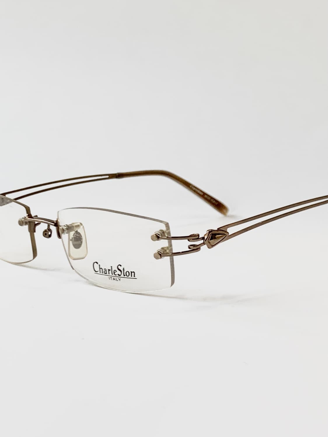 [픽키-664] 브라운 하프림 무테 메탈 안경 슬림 투라인 템플  상품이미지5