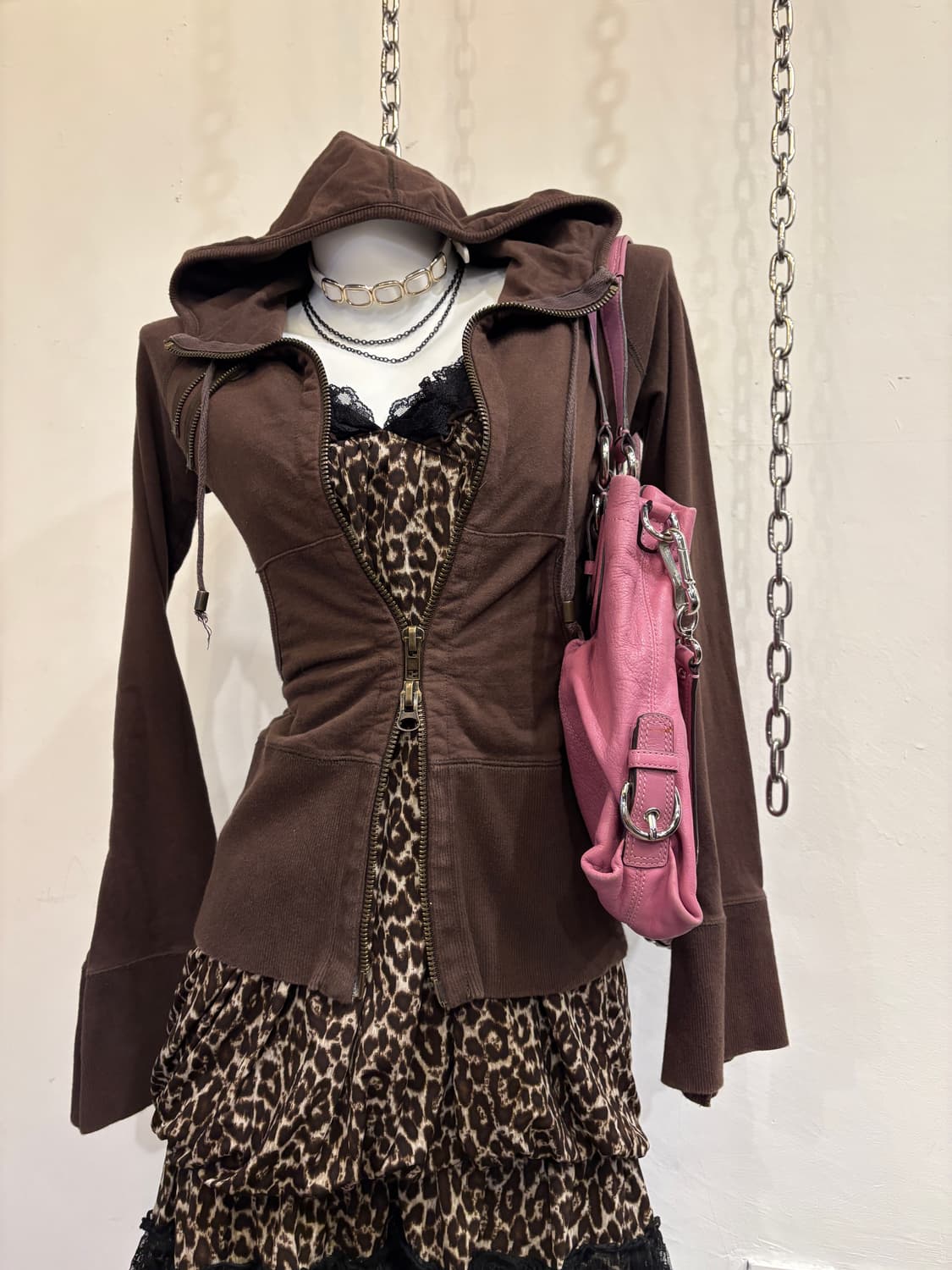 g.o.a 고아 지퍼 디테일 브라운 후드집업 y2k 상품이미지1