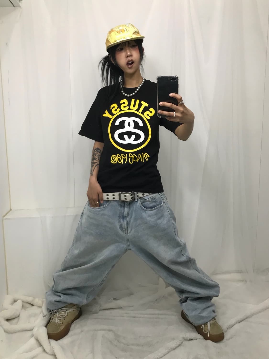 Stussy Yellow Logo T-shirt 상품이미지5