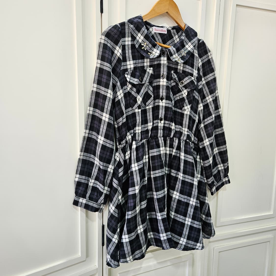 Sorridere(소리데레) 체크 카라 원피스 상품이미지2