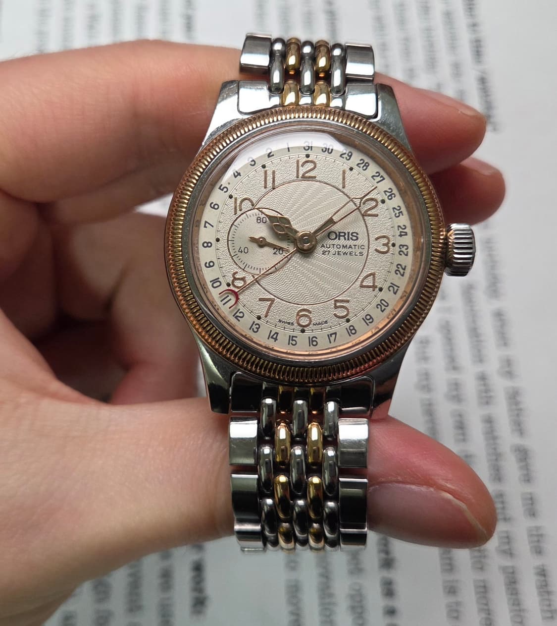 레어] 빈티지 오리스 빅크라운 포인터데이트 스몰세컨즈 코인베젤 브슬 ve 상품이미지2