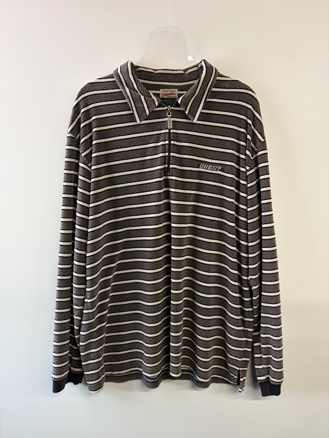 90s 게스 스트라이프 하프집업 폴로셔츠 상품이미지1