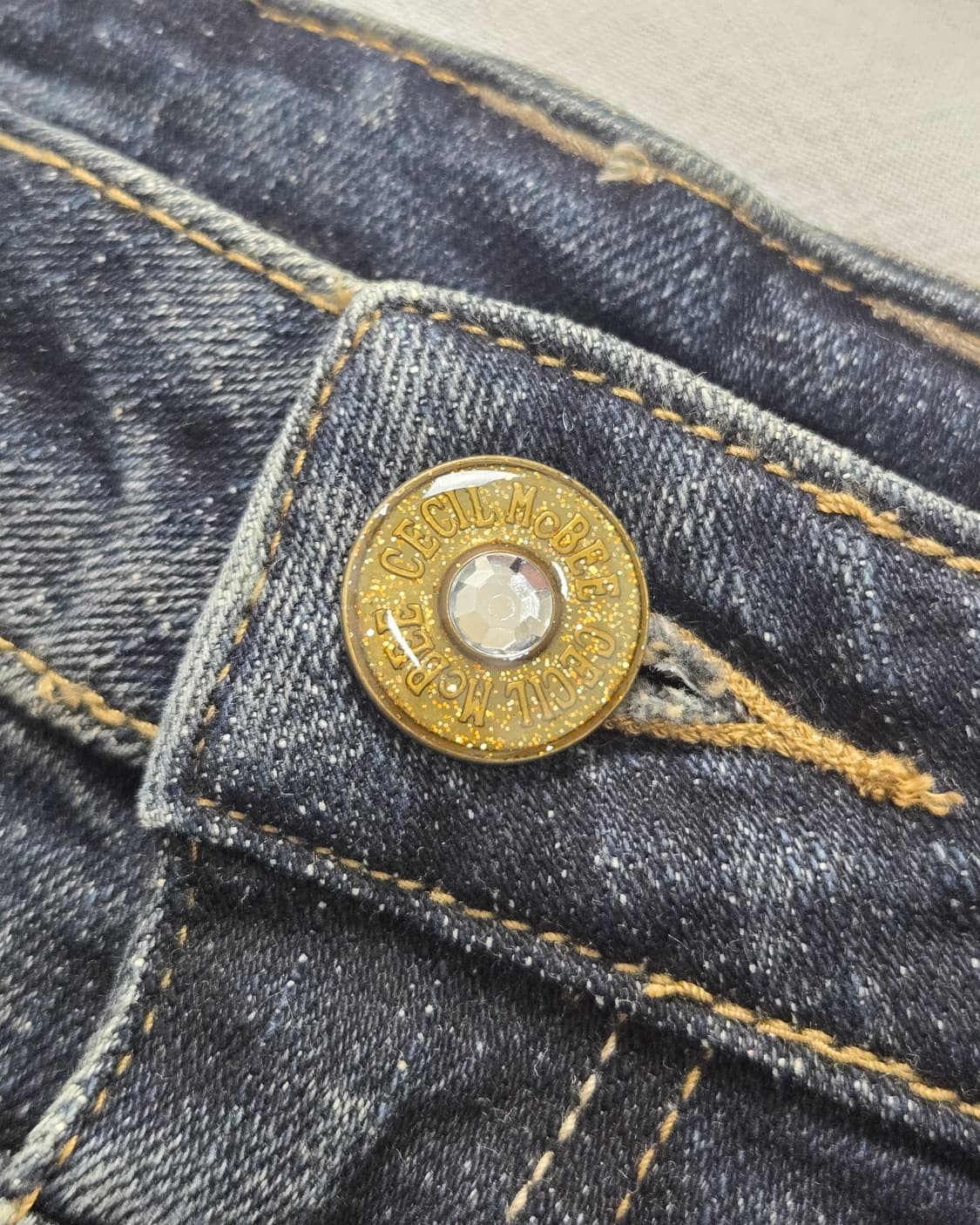 y2k 하라주쿠 라인스톤 로우라이즈 데님 스커트 상품이미지7