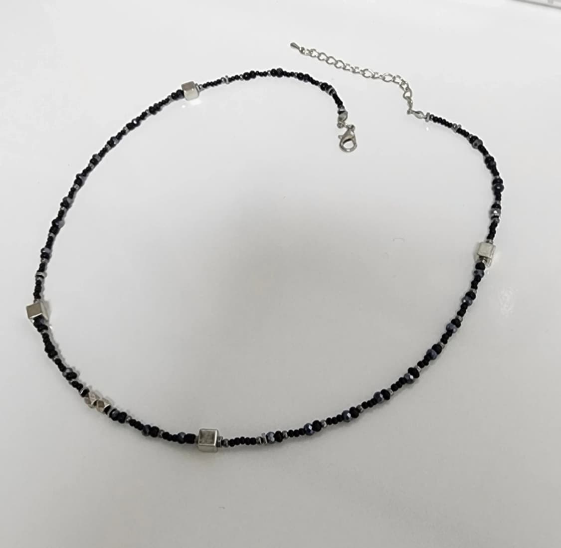 남자 블랙 실버 큐브 목걸이🖤 상품이미지5