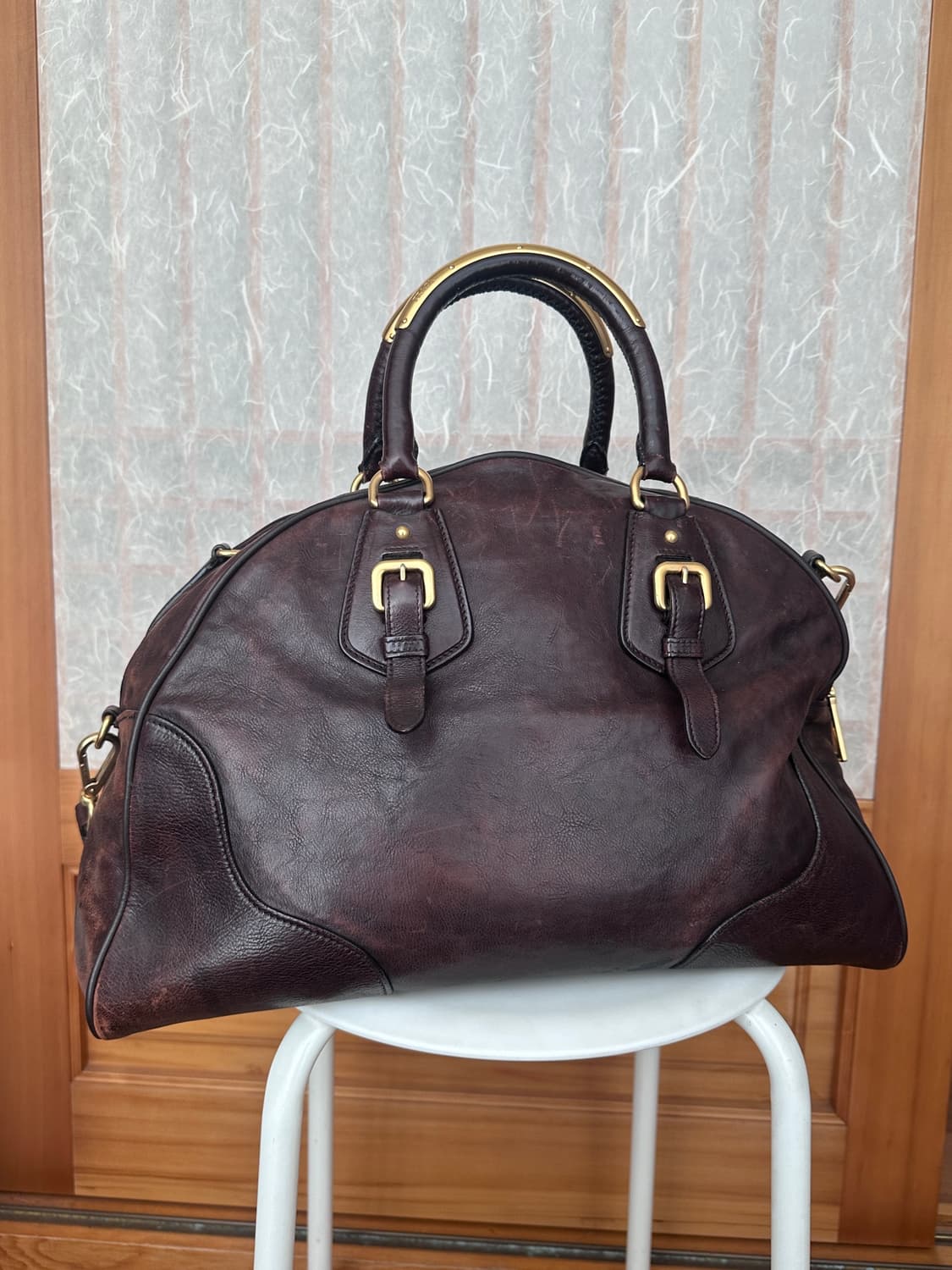 Prada Italy 다크 브라운빅백 숄더 크로스백 상품이미지7