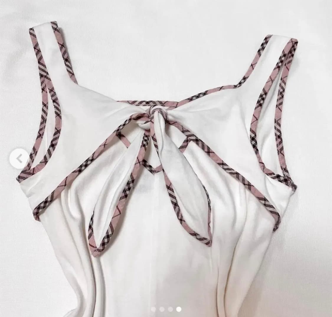 버버리 블루라벨 핑크 노바체크 슬리브리스 상품이미지4