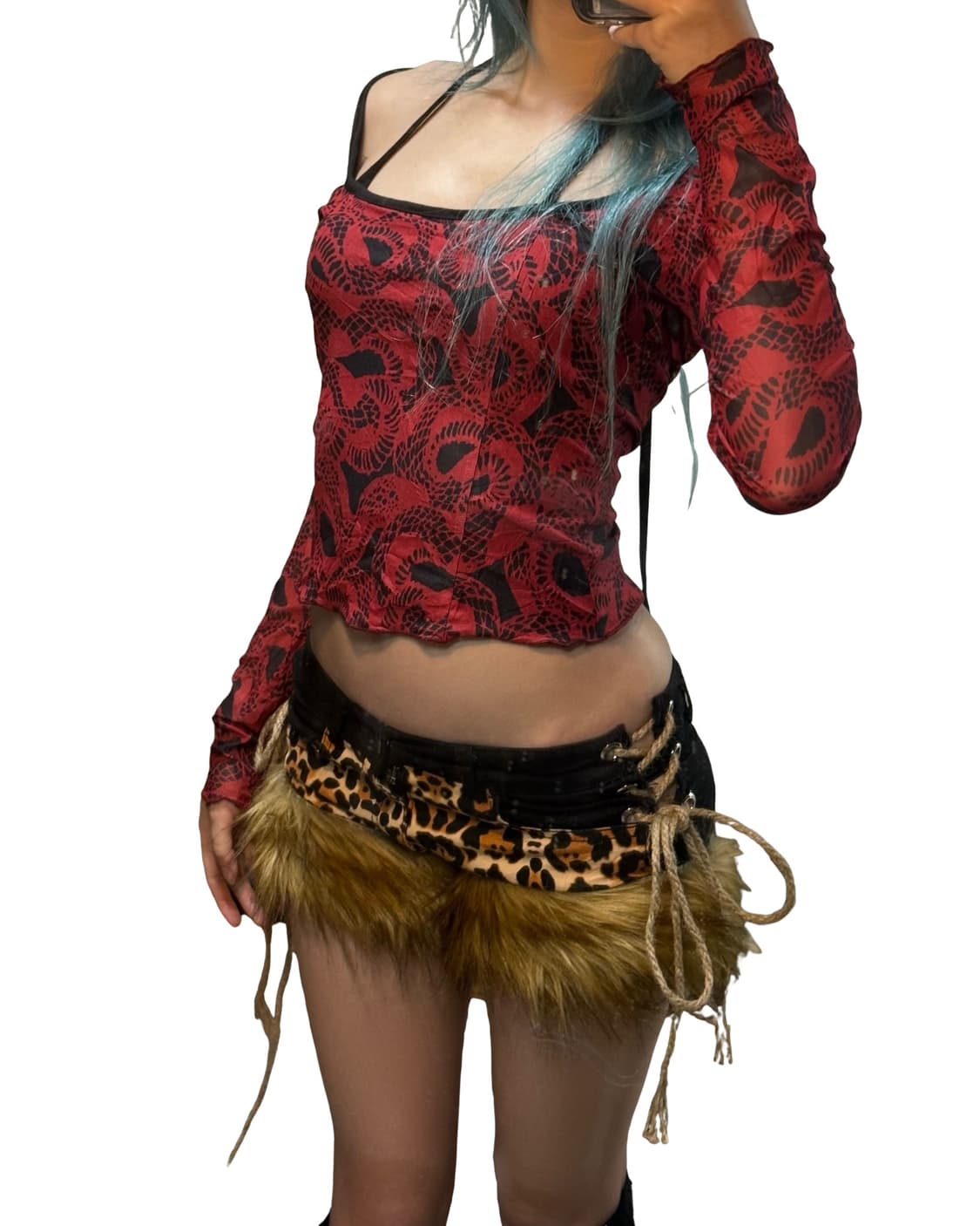 갸루 호피 퍼 숏츠 상품이미지5