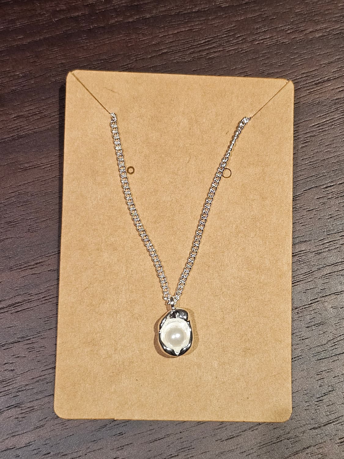 물결 실버 위에 진주 한 알 — 얼굴 빛 살아나는 예쁨 미친 목걸이 상품이미지1