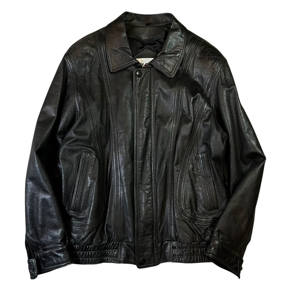 Vintage 빈티지 양가죽 커브드 라인 봄버자켓 상품이미지1
