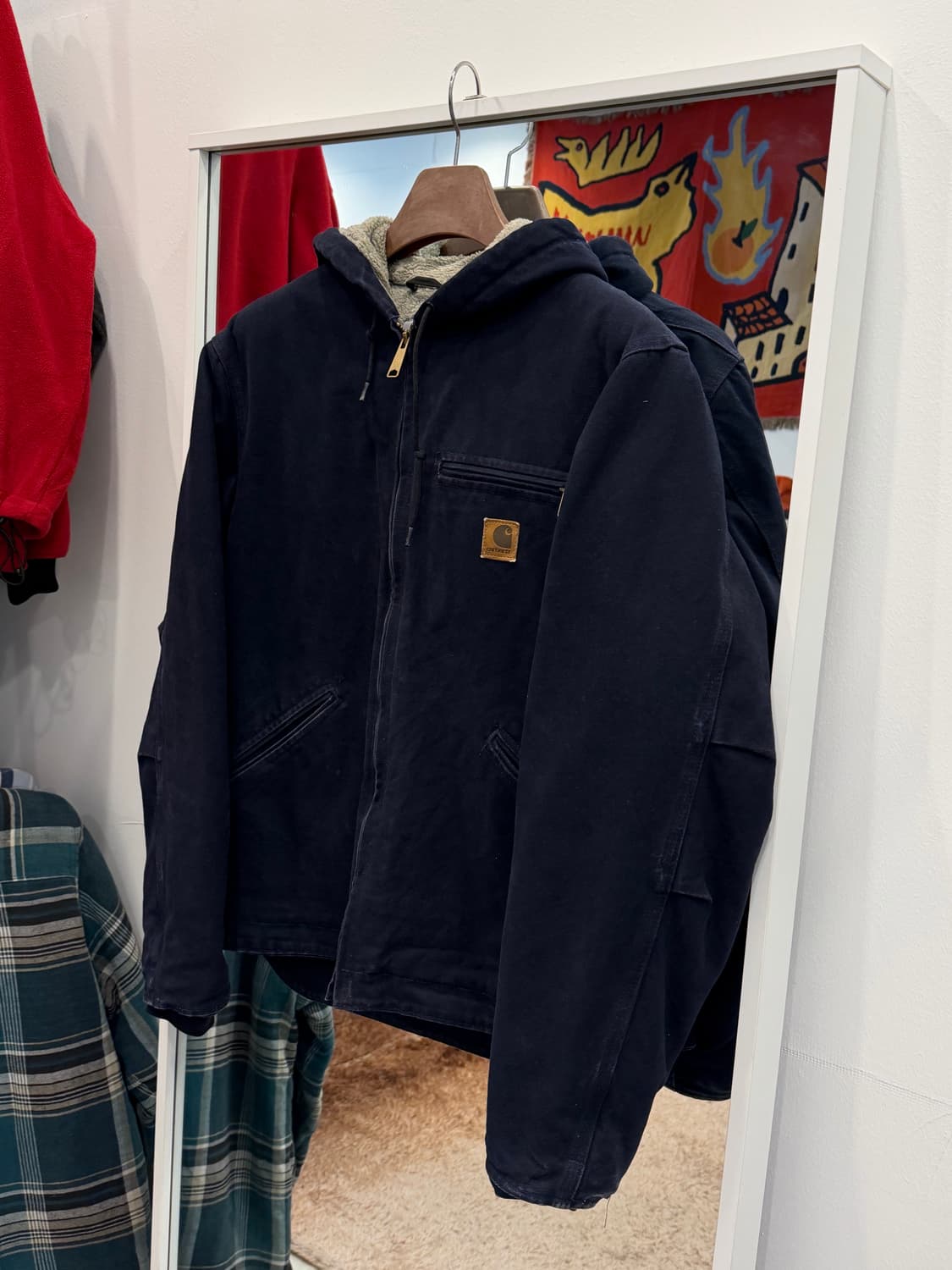 00s Carhartt 칼하트 덕 액티브 쉐르파 후드 워크 자켓 상품이미지1