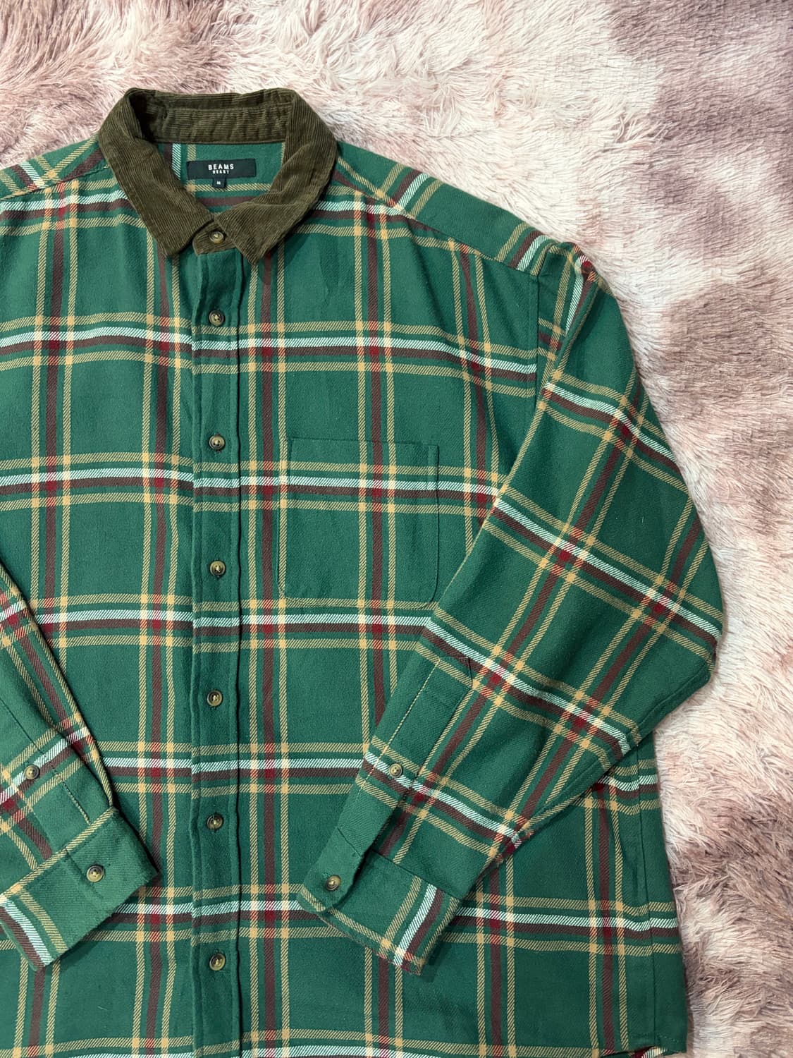 빔즈 하트 오버핏 코듀로이 체크 셔츠 상품이미지4