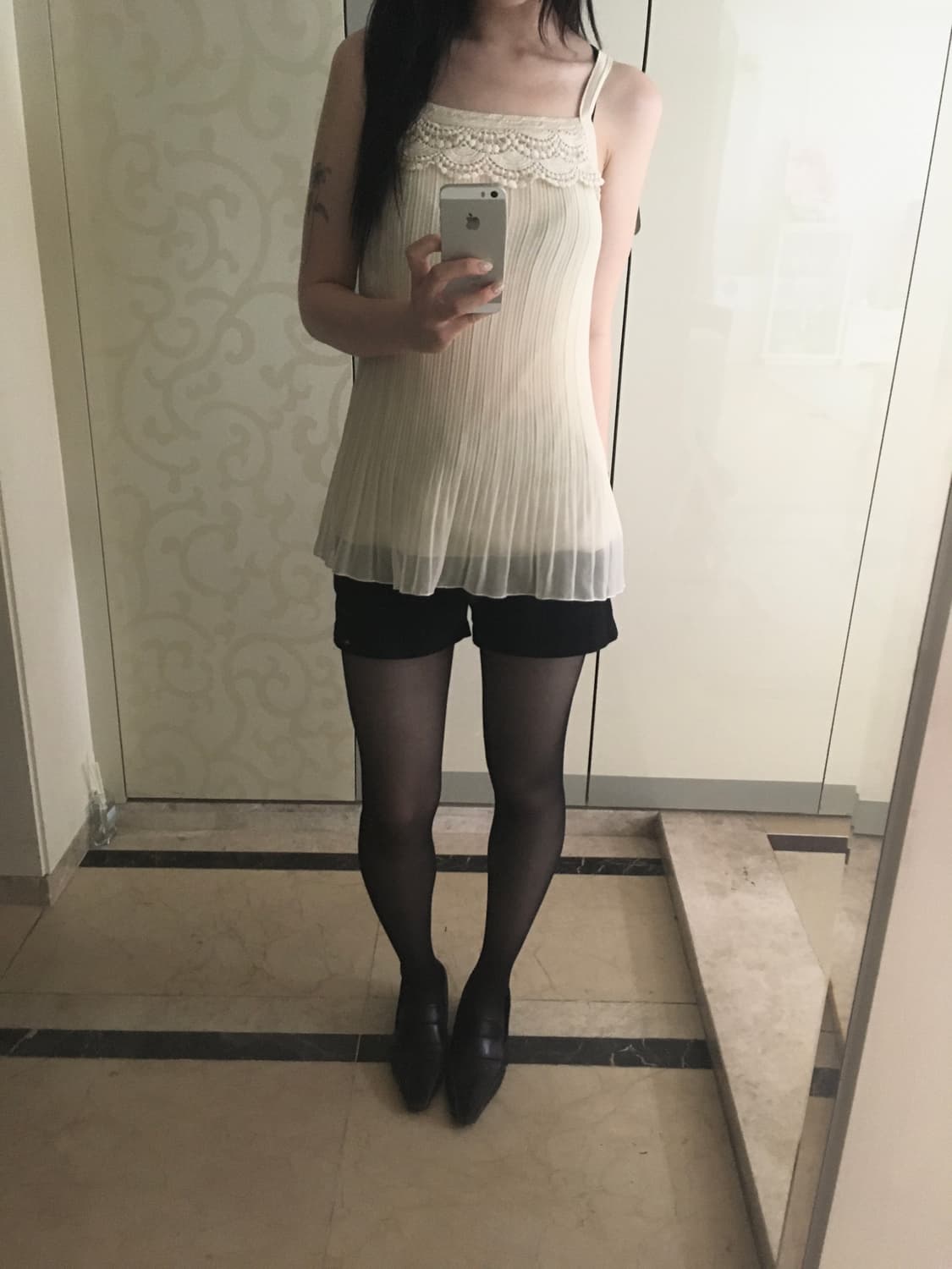 Vintage Pleated Lace Sleeveless Top 상품이미지3