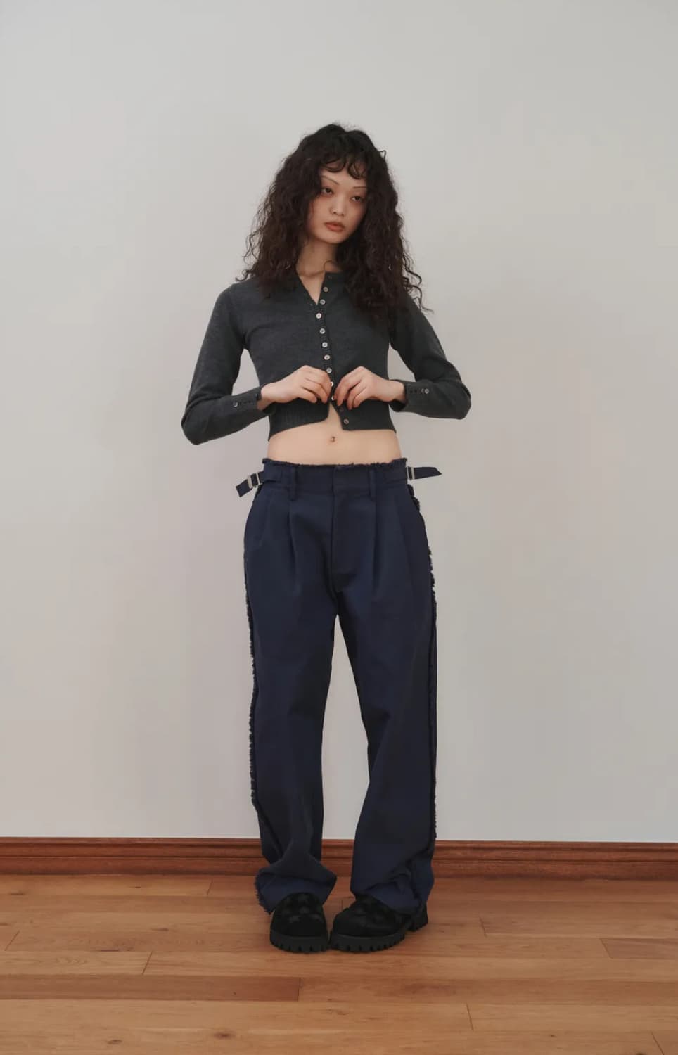 플리즈프로젝트 DESTROYED TROUSERS, NAVY 상품이미지1