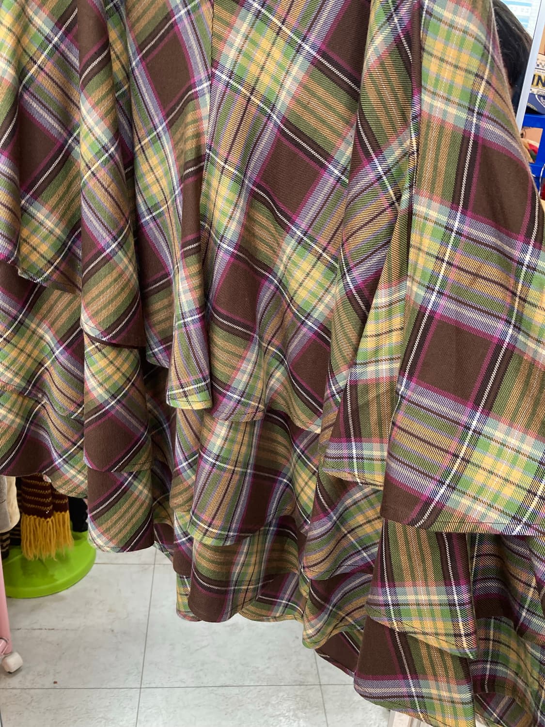 브라운 체크 언발란스 롱스커트 상품이미지8