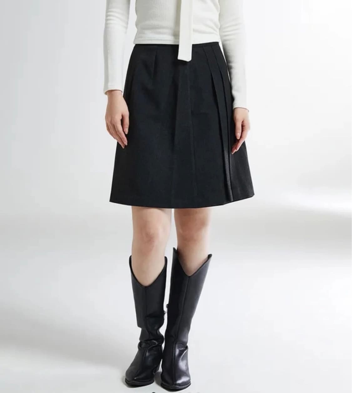 스파오 맞턱 미디 스커트 차콜 M 상품이미지1