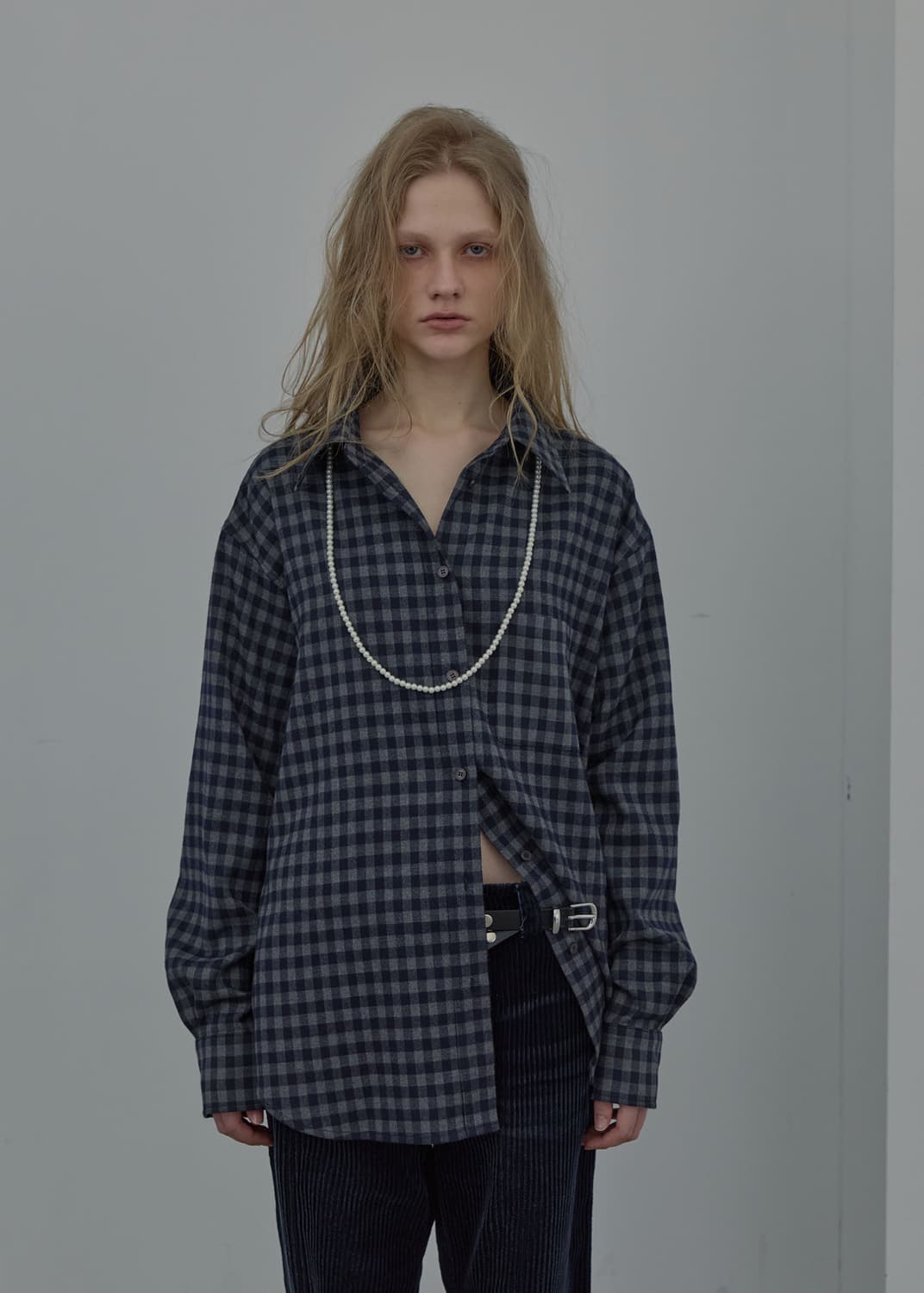 LCDC CHECKED HALTERNECK SHIRT (NAVY) 상품이미지1