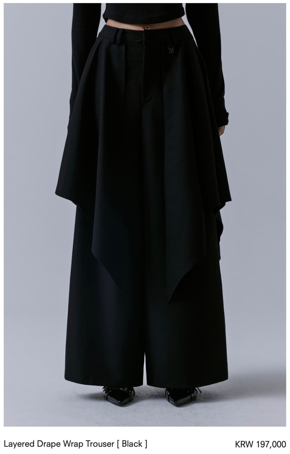 트리밍버드 레이어드 드레이프 랩 트라우저 블랙 사이즈 2 트밍 바지 슬랙 상품이미지1