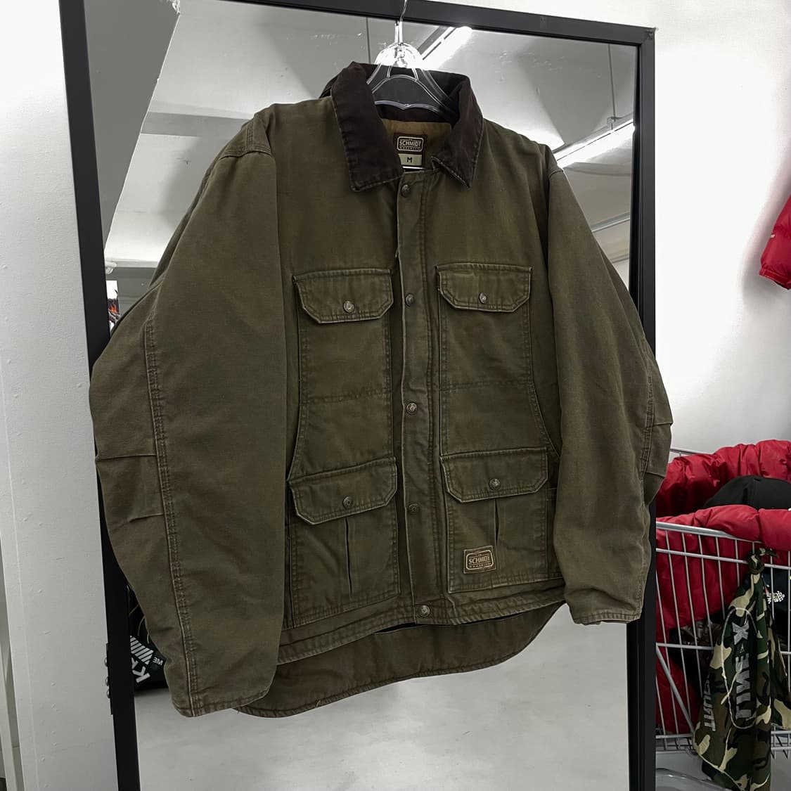 빈티지 멀티포켓 모스그린 덕캔버스 칼하트맛 워크자켓 상품이미지1