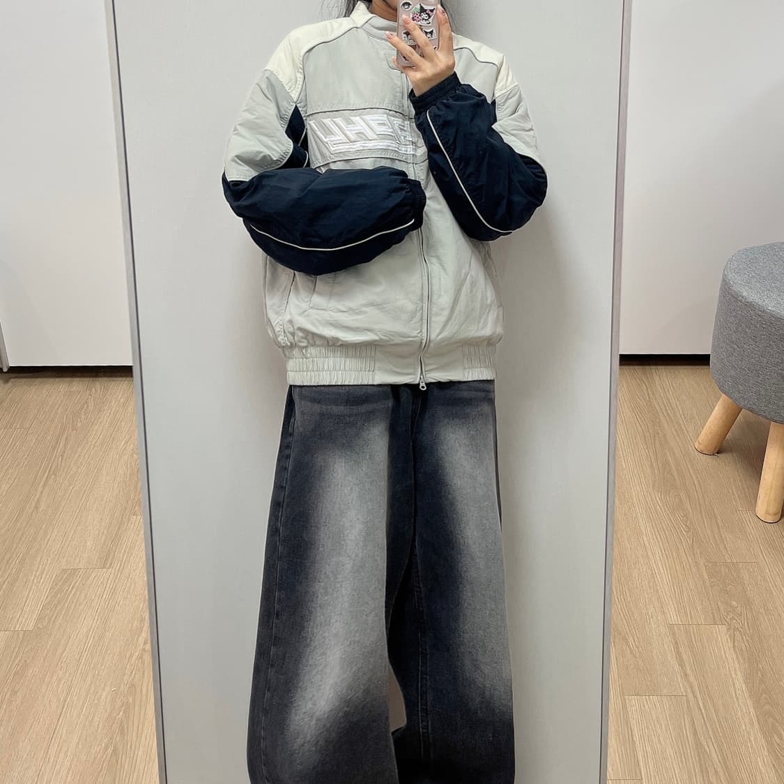 코드그라피 파이핑 그레이 바이커 점퍼 상품이미지2