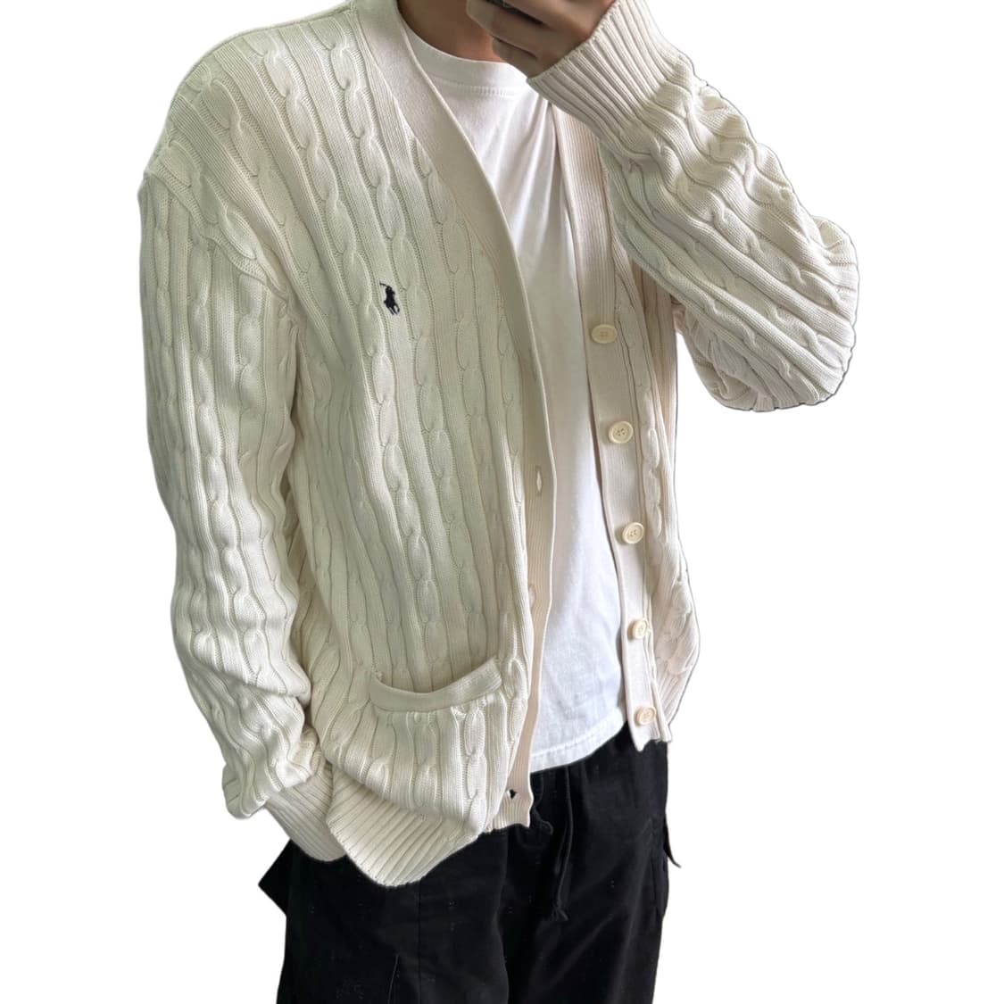 L 105 폴로랄프로렌 라이트크림 꽈베기 면니트가디건 상품이미지1