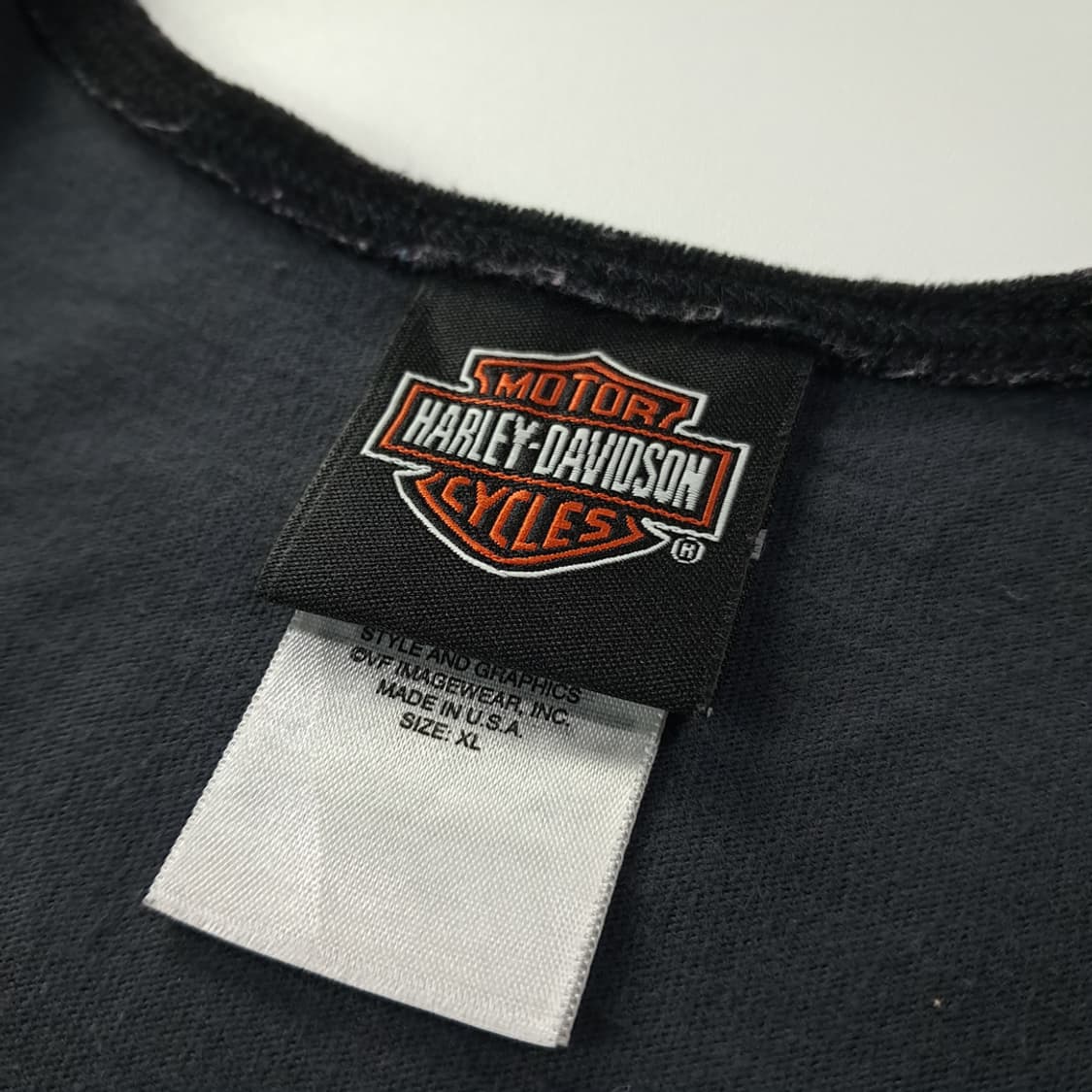 CK231 XL 할리데이비슨 00s 미국판 차콜그레이 슬리브리스 티셔츠 상품이미지3
