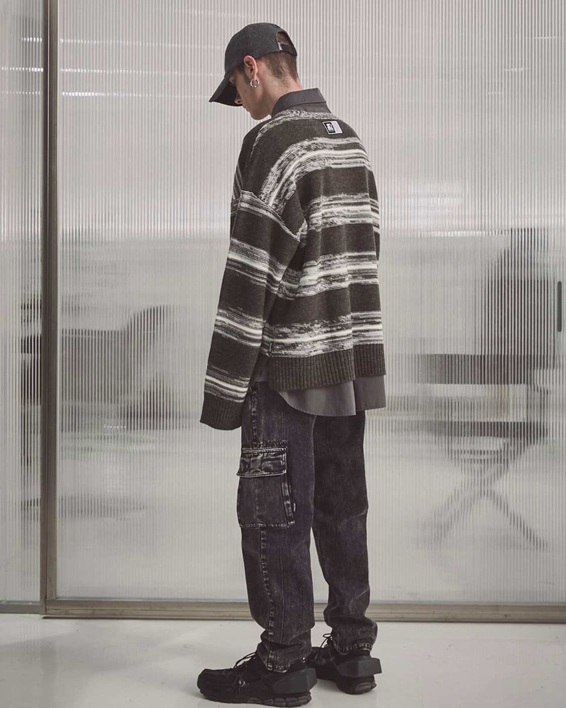스타터 스트라이프 니트 스웨터 오버핏 M 95 에스닉 스트릿 고스펑크 락 상품이미지3