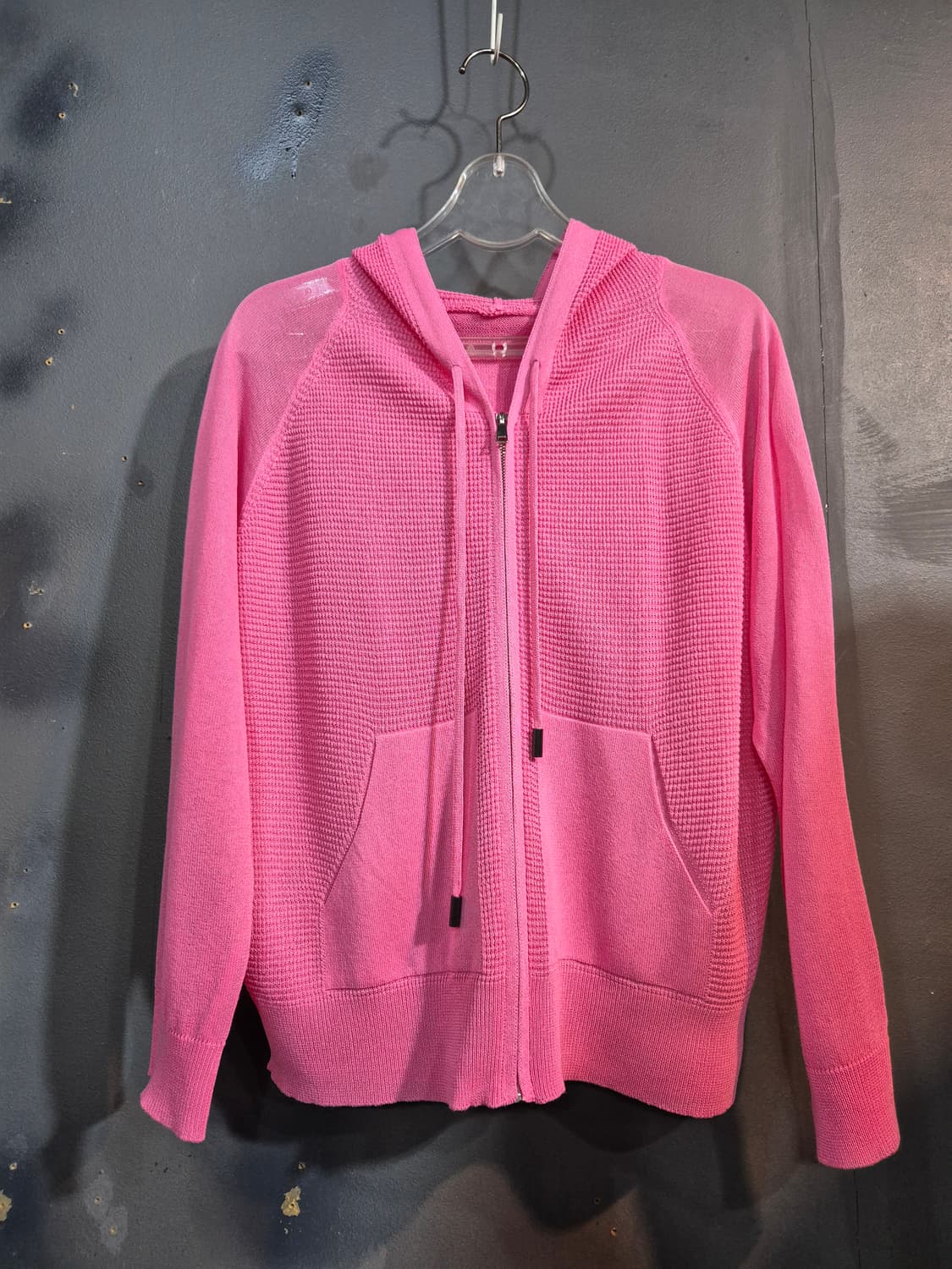 핑크 니트 후드 집업 55 66 상품이미지1