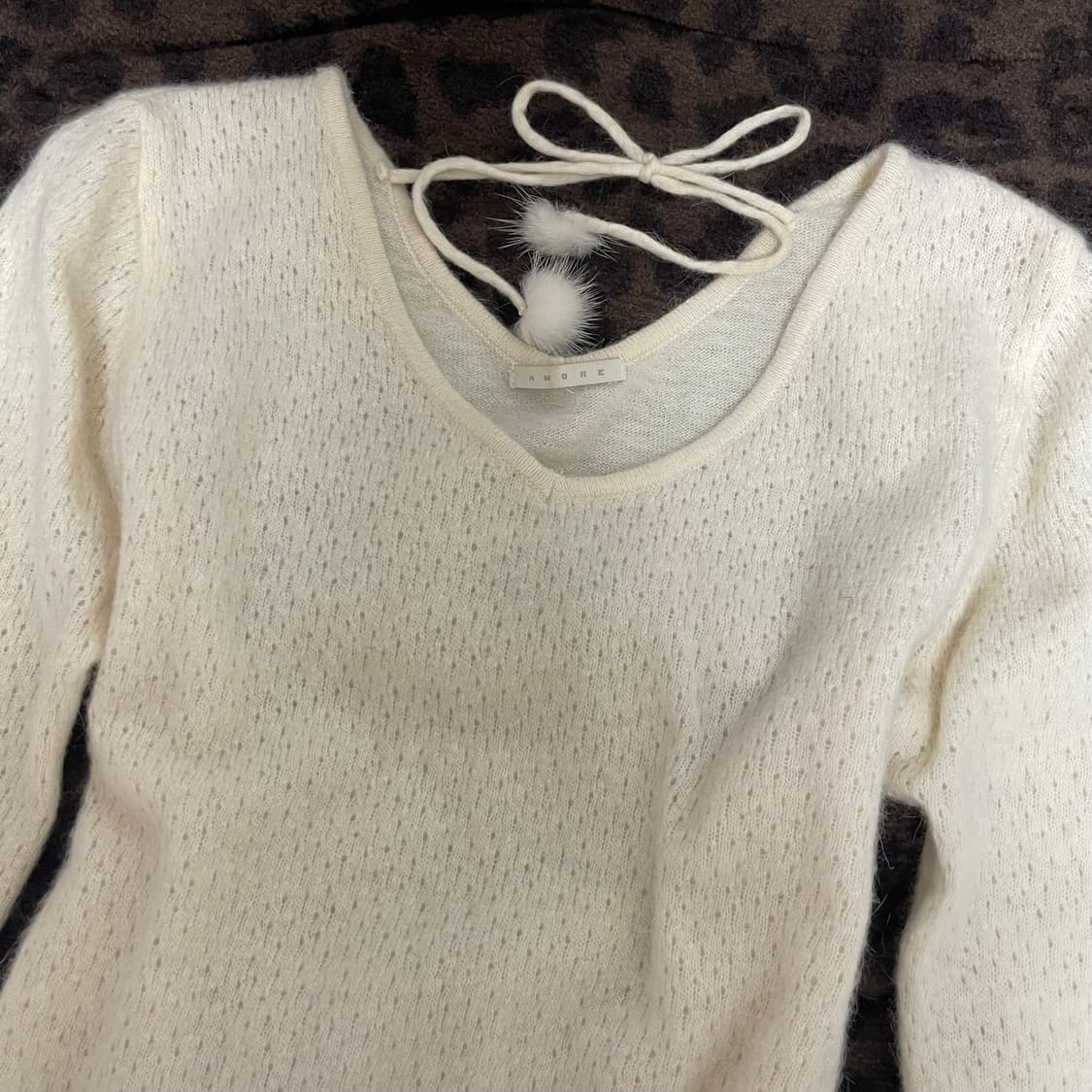 아이보리 폼폼 앙고라 빈티지니트 라떼갸루 모리걸 상품이미지2