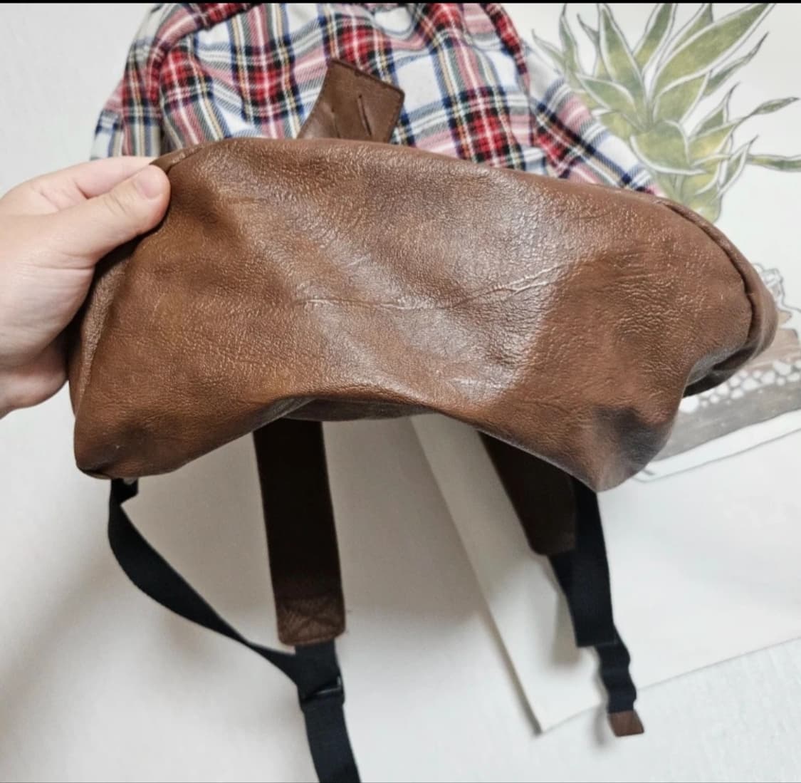 일본 빈티지 체크무늬 백팩/모리걸 상품이미지2