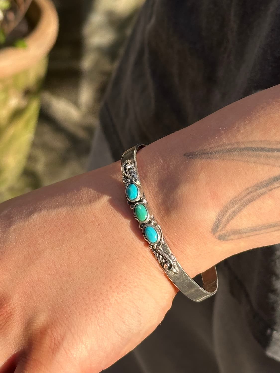 (Only 1)Triple Turquoise Feather Engrave 상품이미지1