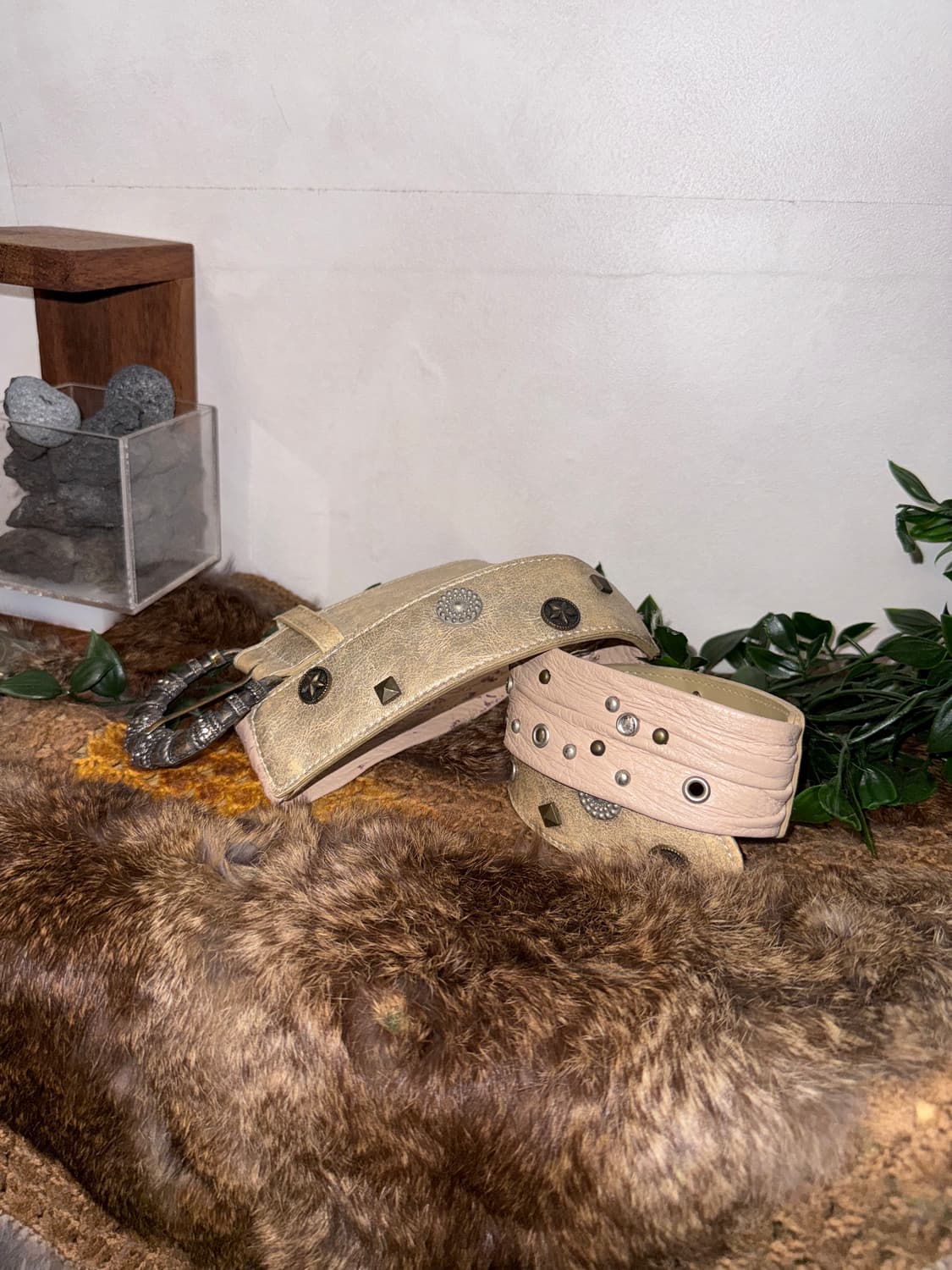 Pink beige bold antique stud charm belt 상품이미지2