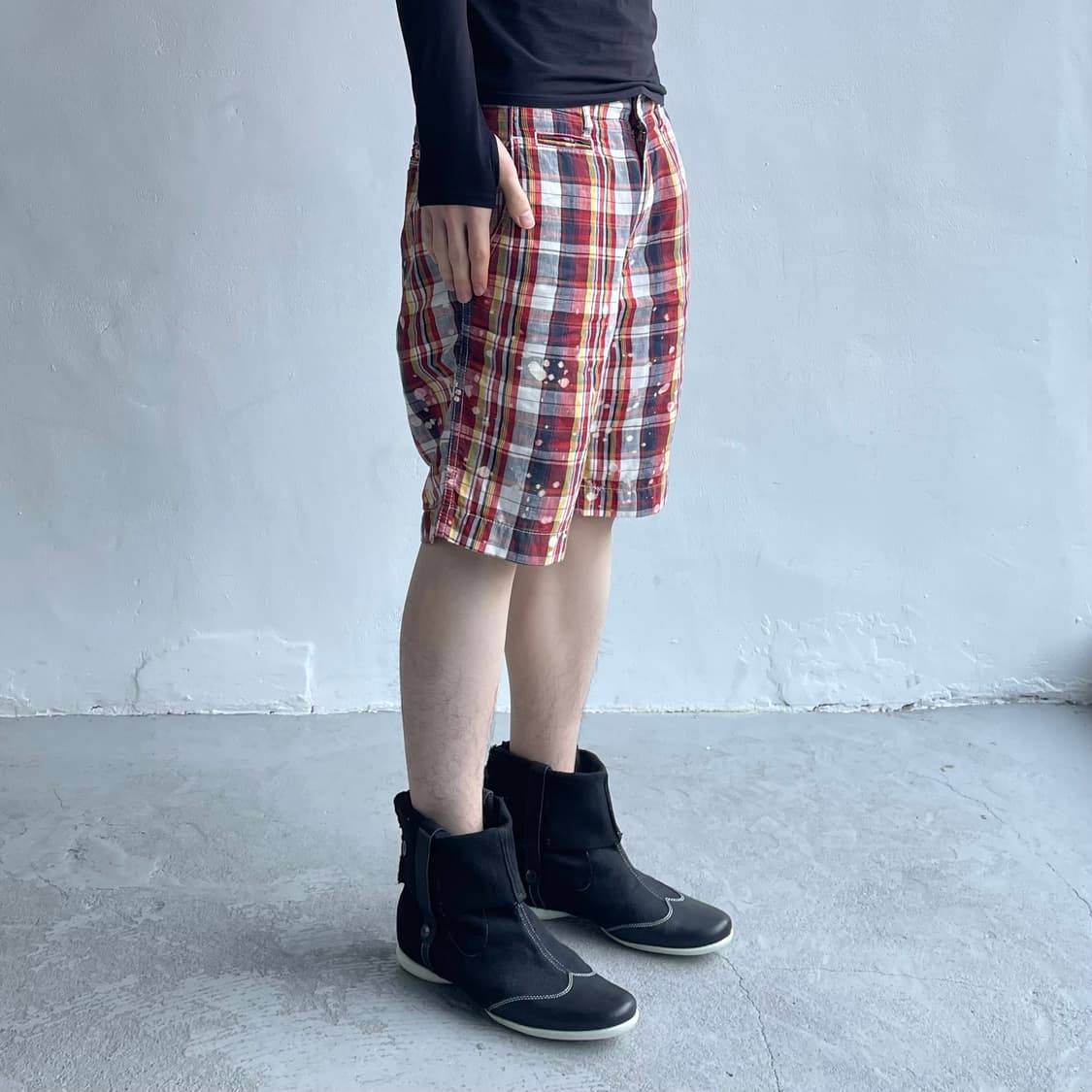 꼼데가르송 옴므 블리치 체크 쇼츠 상품이미지3