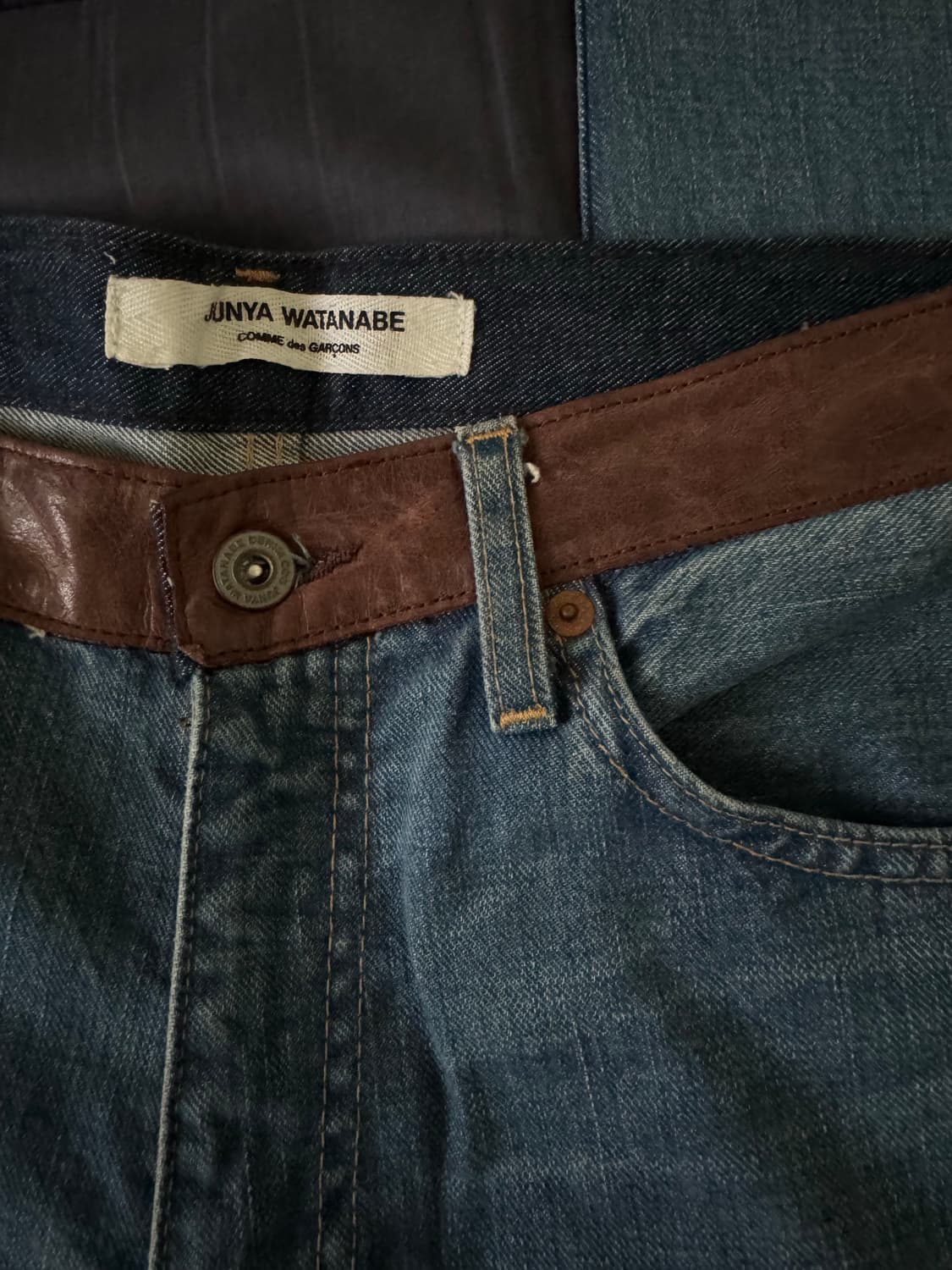 준야 와타나베 레더 패치 데님 상품이미지5