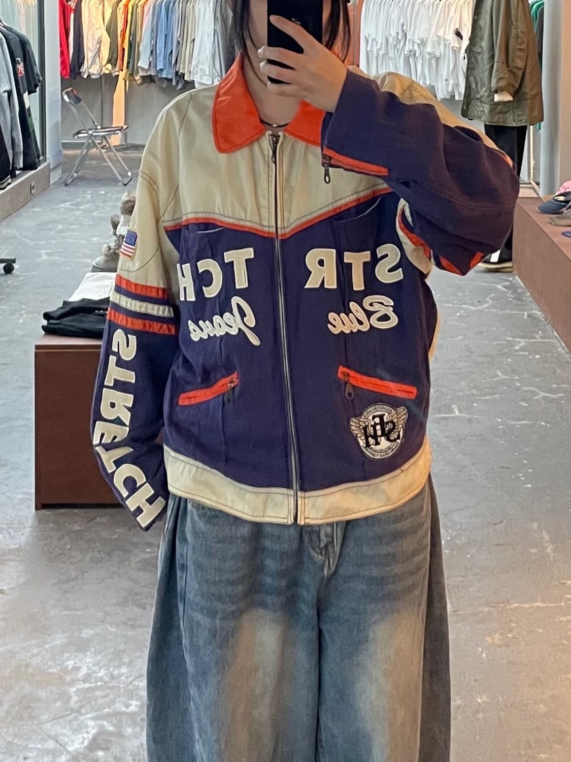 빈티지 풀자수 배색 트랙자켓 H1620 상품이미지1