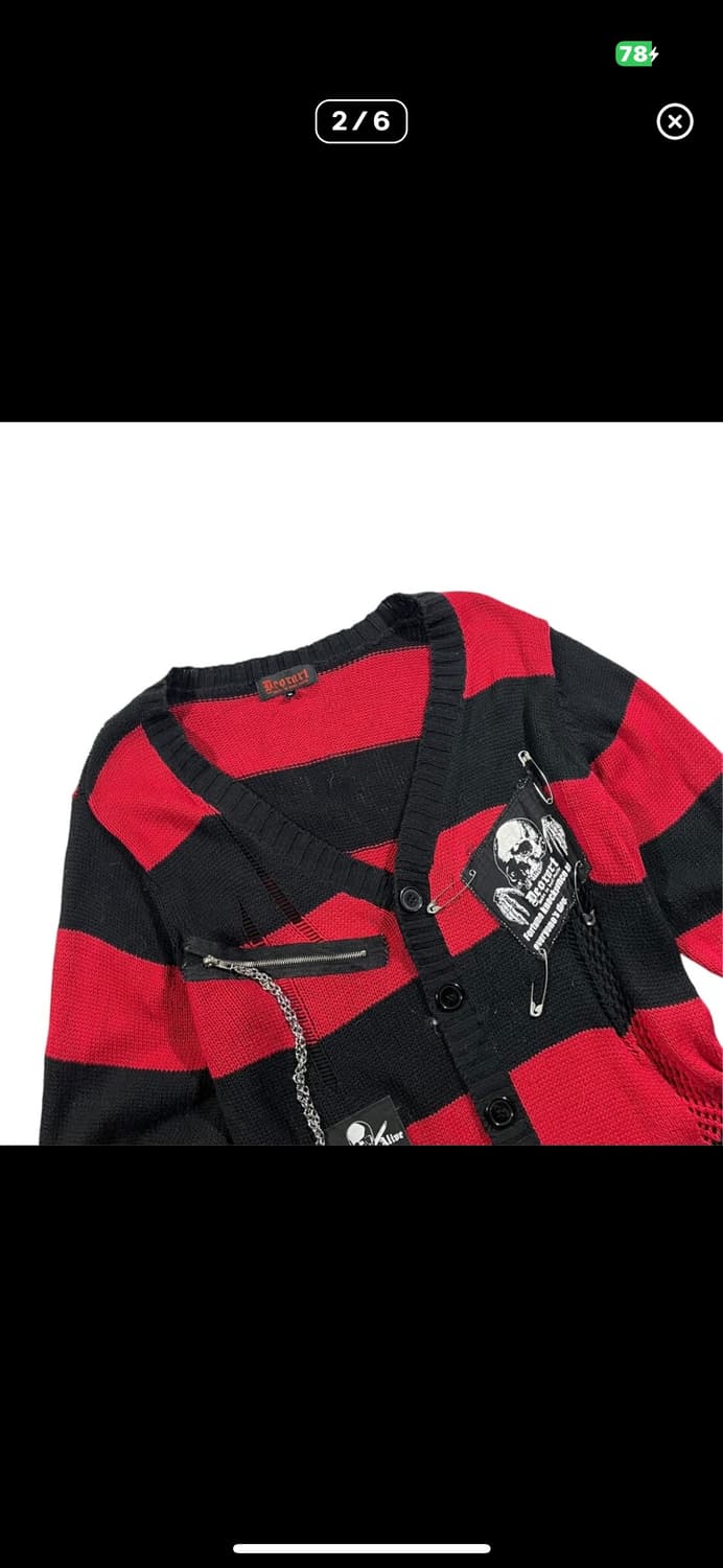 [DEORART] 디오라토 펑크 스트라이프 데미지 가 디건 상품이미지2