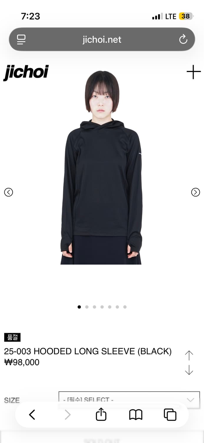 지초이 컴포트 25-003 HOODED LONG SLEEVE BLACK 상품이미지1