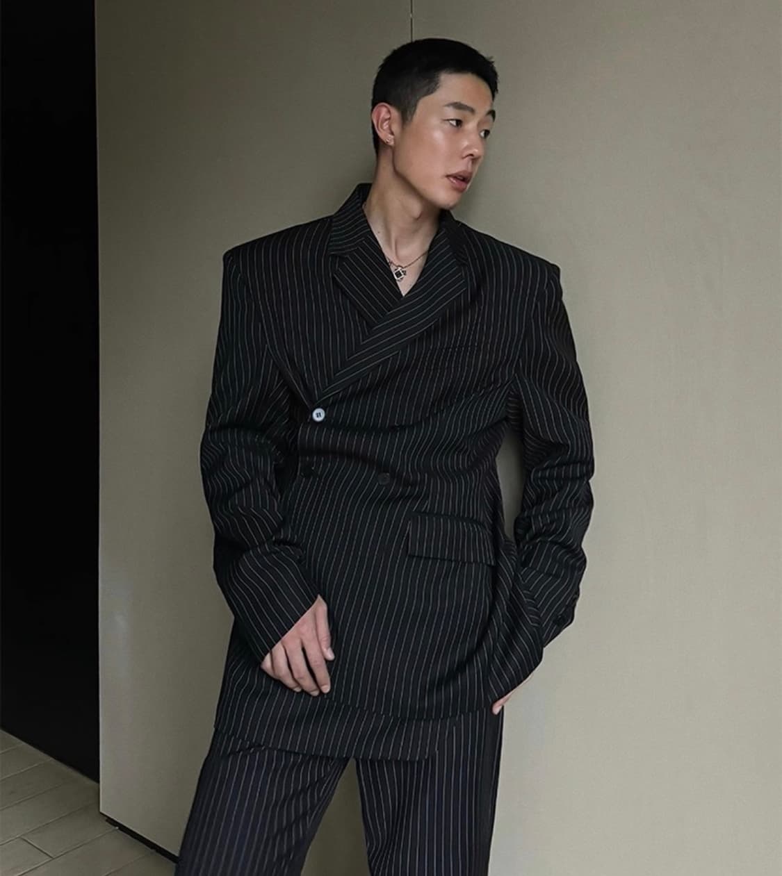 Weave studio 렉토맛 스트라이프 랩 블레이저 셋업 XL 상품이미지1