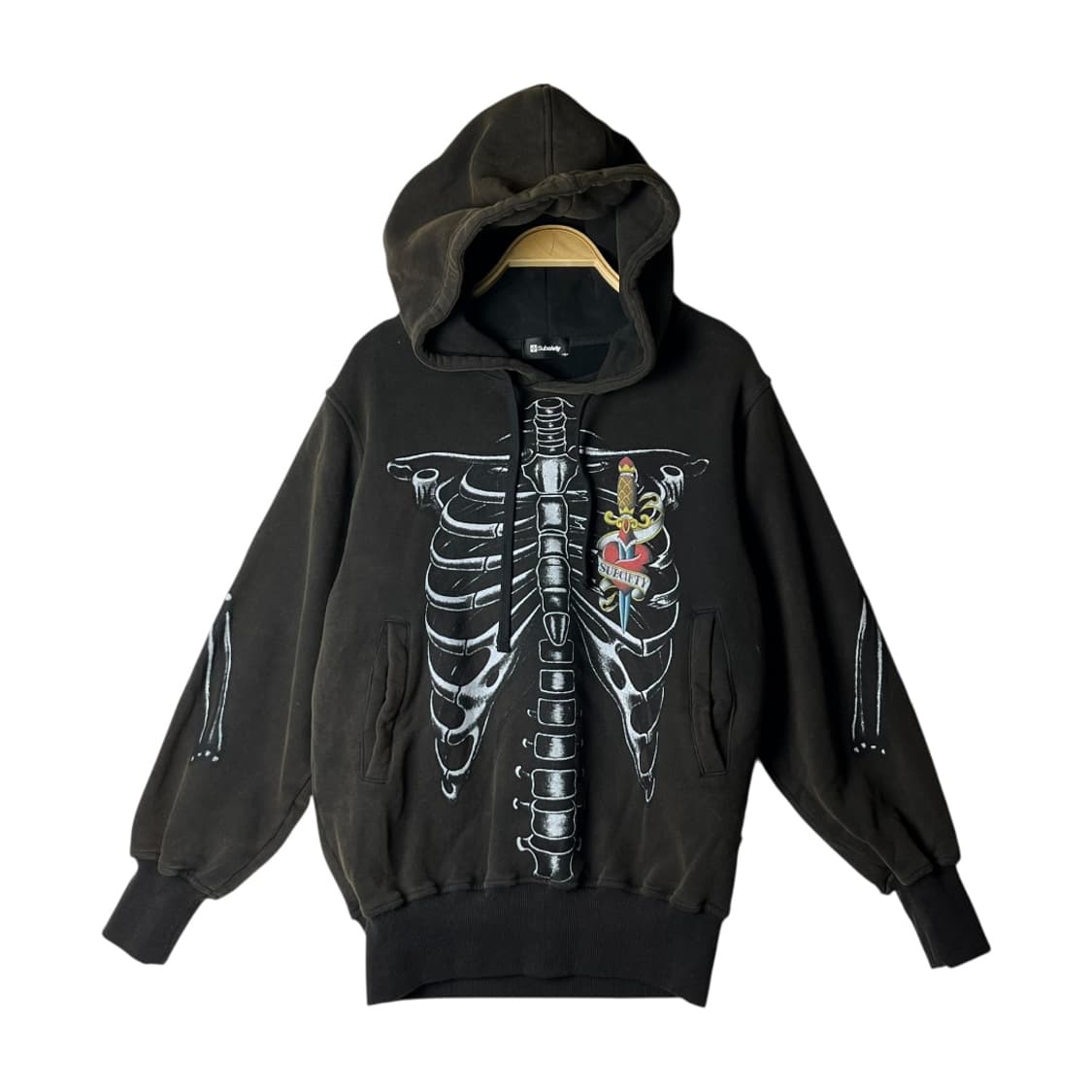 [Subciety] 서브사이어티 스컬 본 하트프린팅 후디 상품이미지1