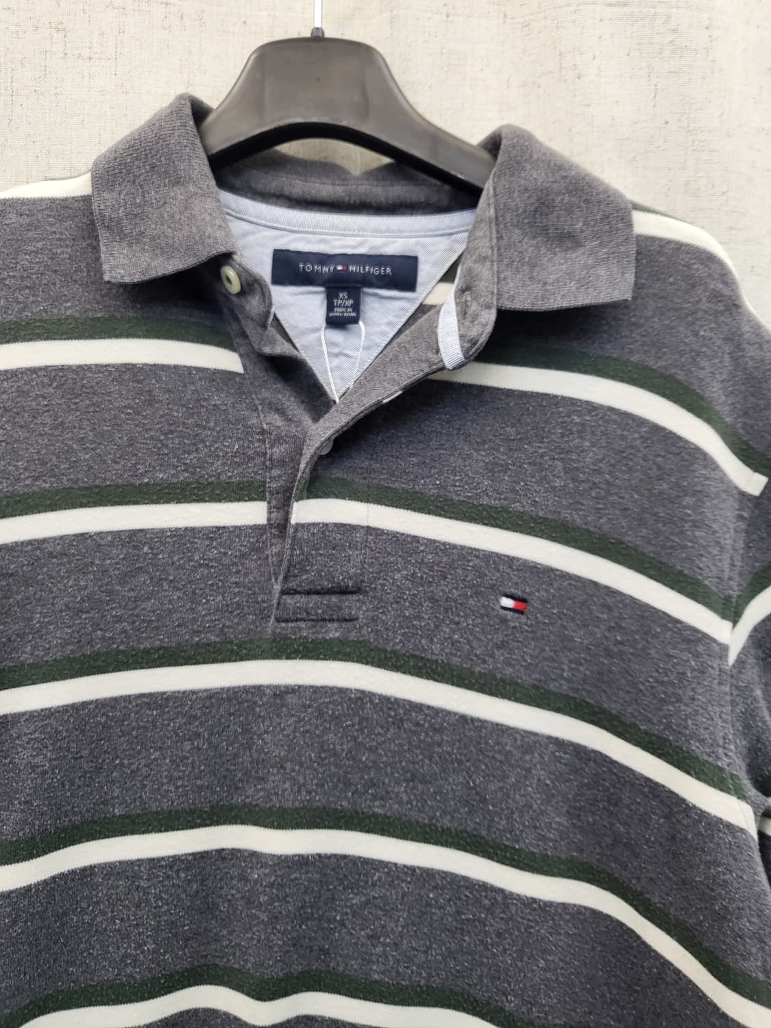 타미힐피거 스트라이프 반팔 카라티 그레이 상품이미지3