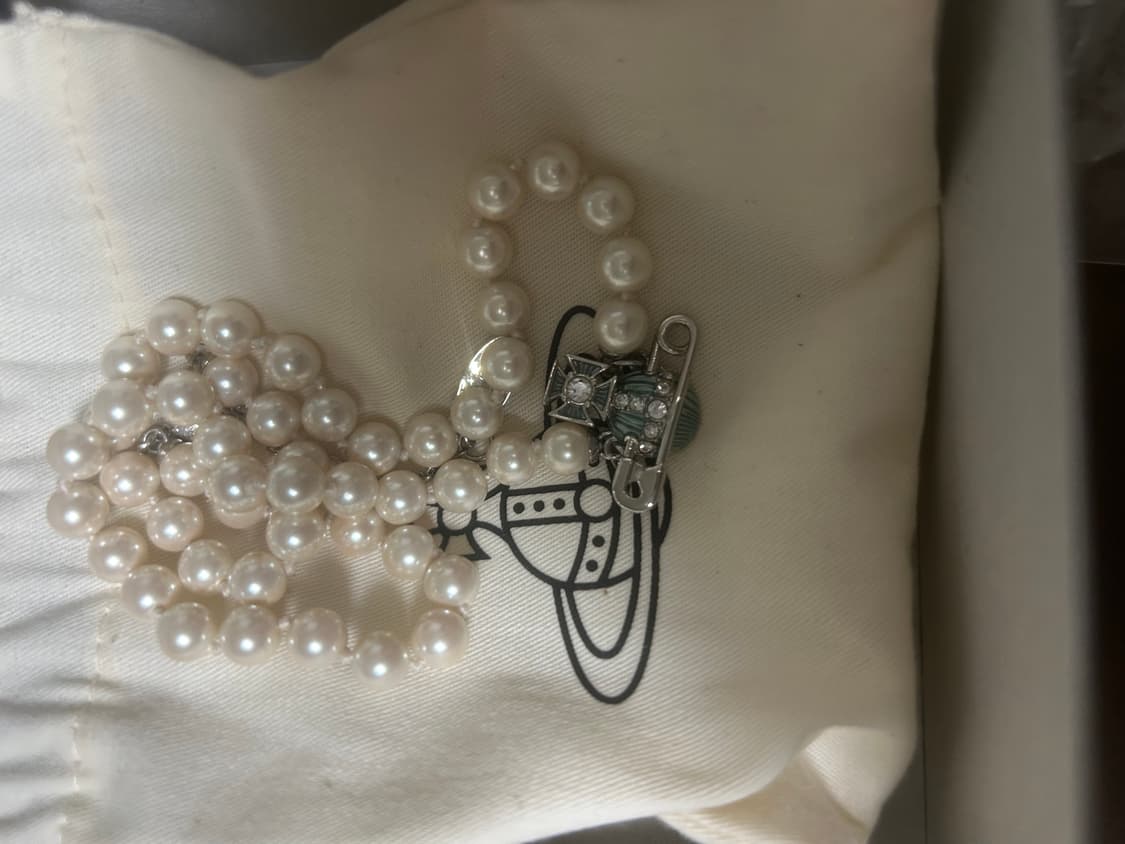 비비안웨스트우드 키티 진주 목걸이 블루 상품이미지3