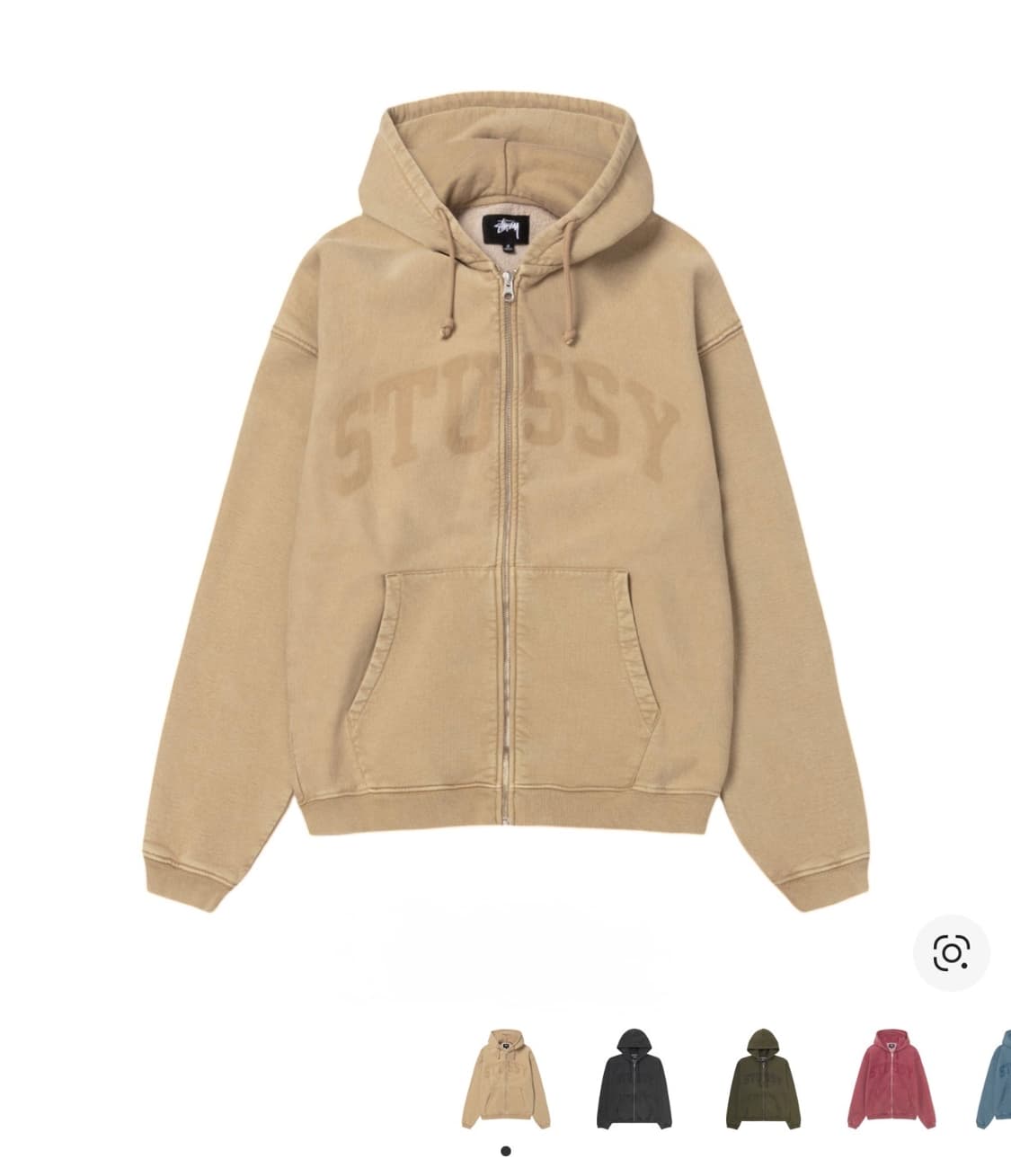 스투시 페이디드 그래픽 집 후드 워시드 베이지 상품이미지1