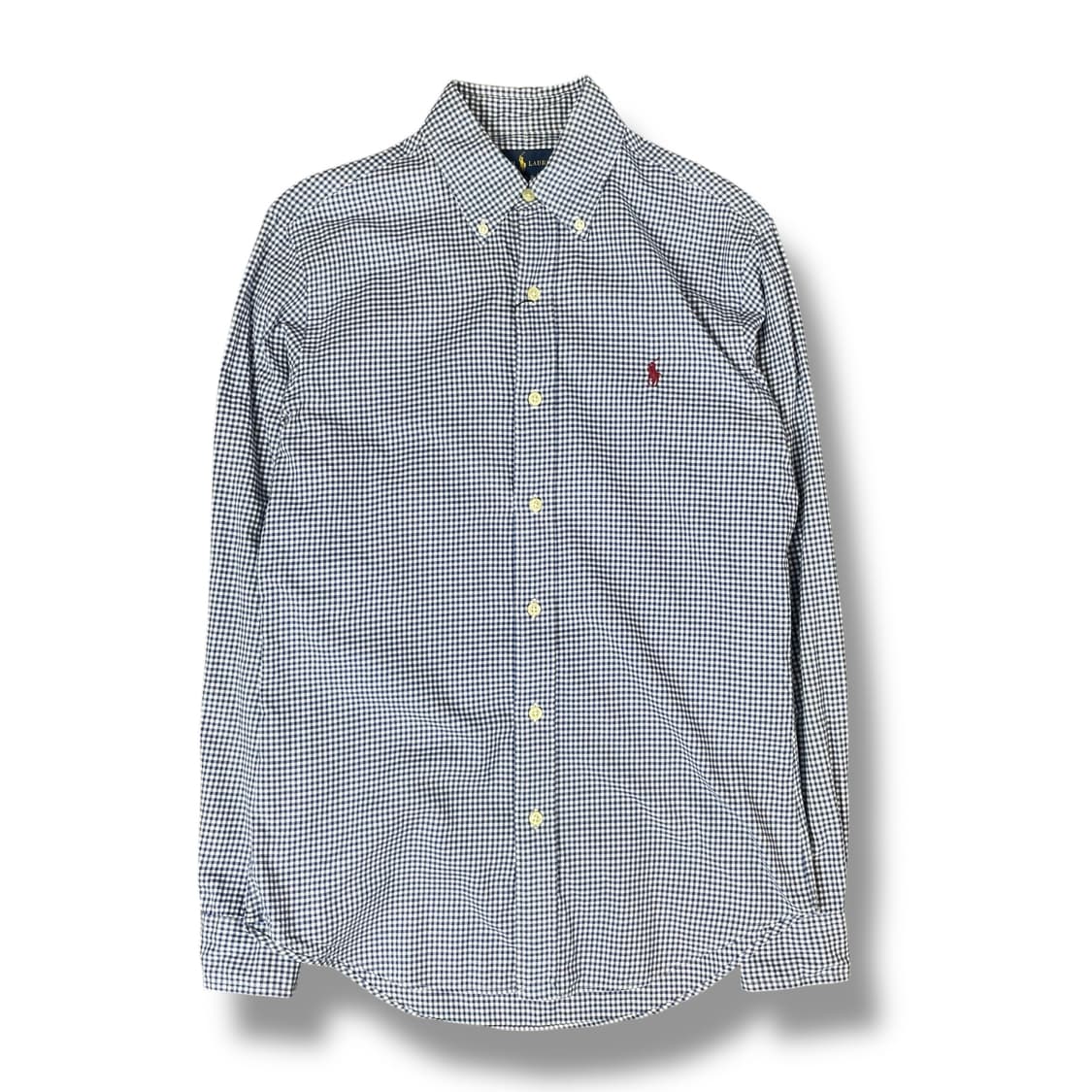 폴로랄프로렌 버건디 로고 블루 깅엄 체크 버튼다운 셔츠 상품이미지1