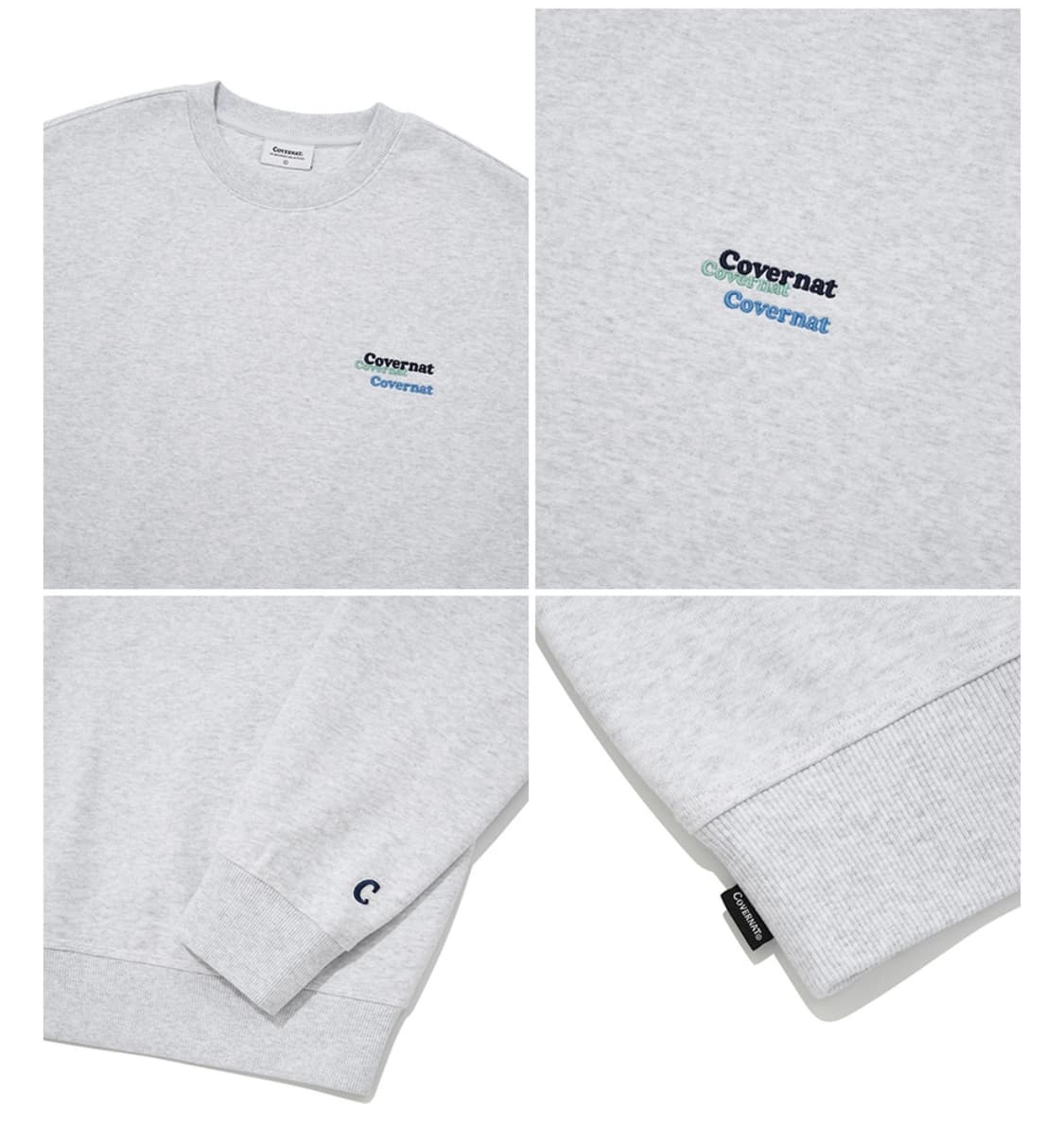 커버낫 기모 멀티 로고 맨투맨 헤더 그레이 L 상품이미지2