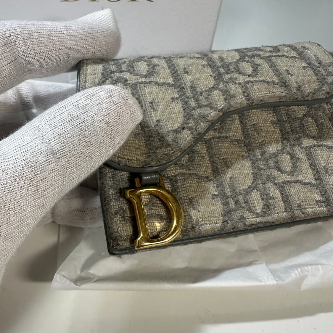 [A+]디올 오블리크 새들 카드지갑 그레이 상품이미지2