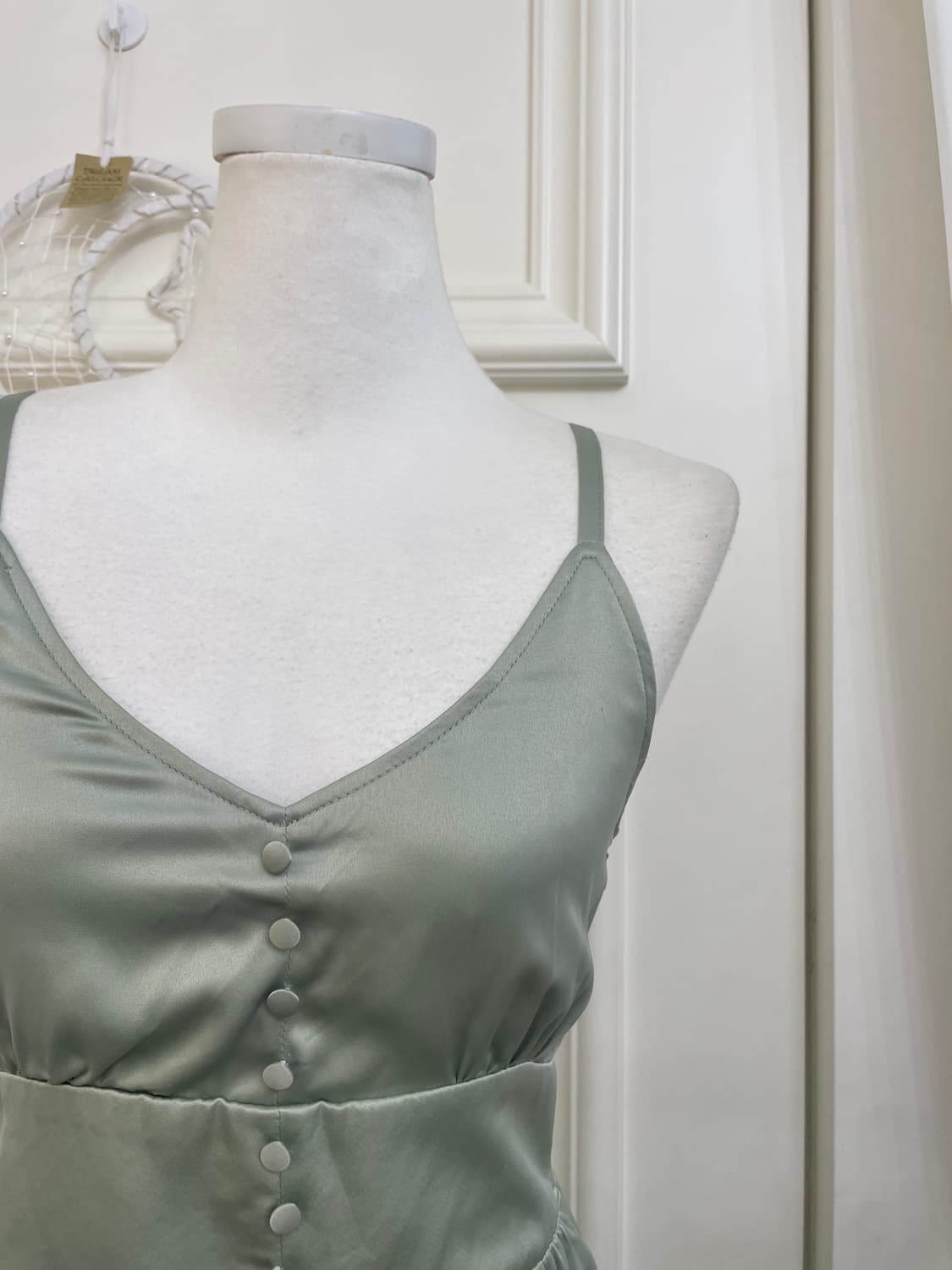 dark green satin lace slip opc(size-M) 상품이미지8