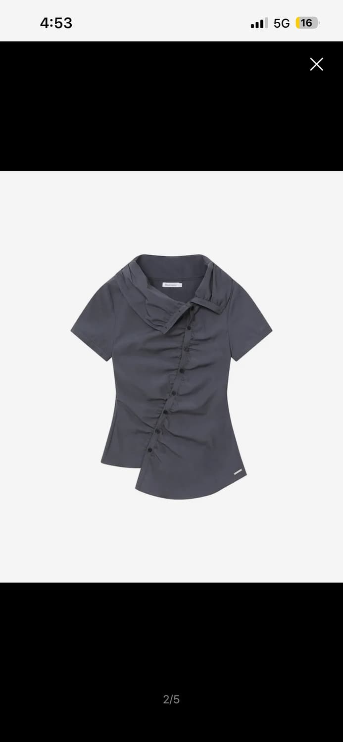 high neck shirring button shirt 차콜 새상품 상품이미지2