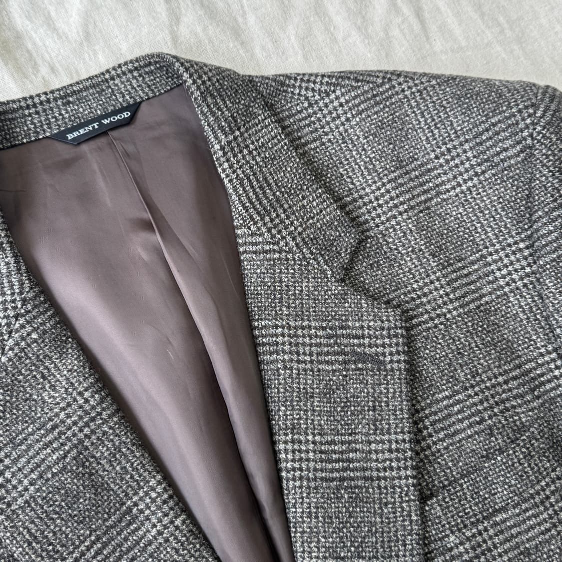 BRENT WOOD 브라운 글랜체크 울 자켓 105 상품이미지4