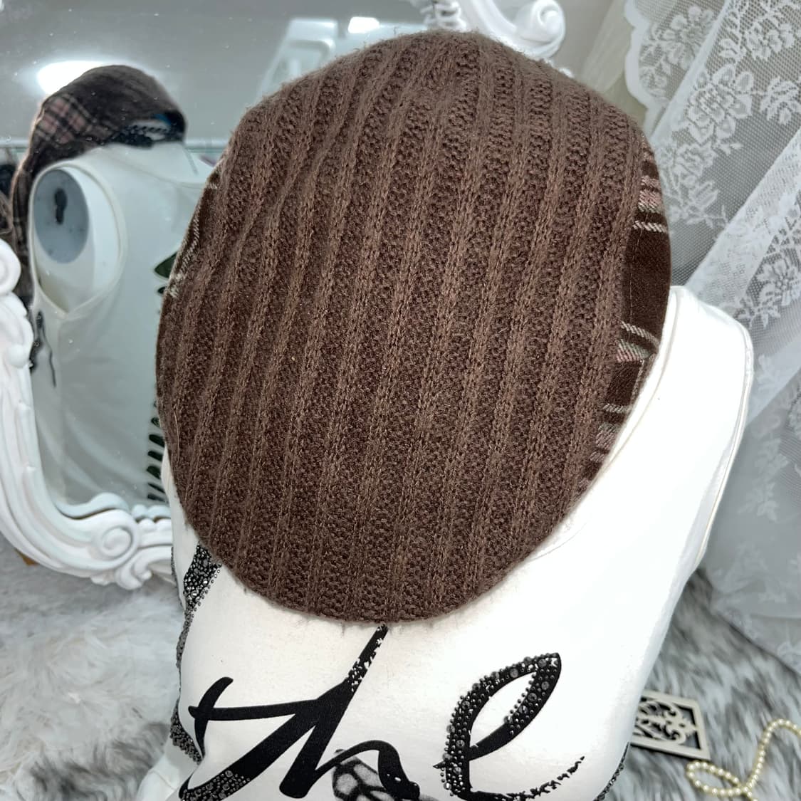 브라운 체크 니혼진 헌팅캡 상품이미지3