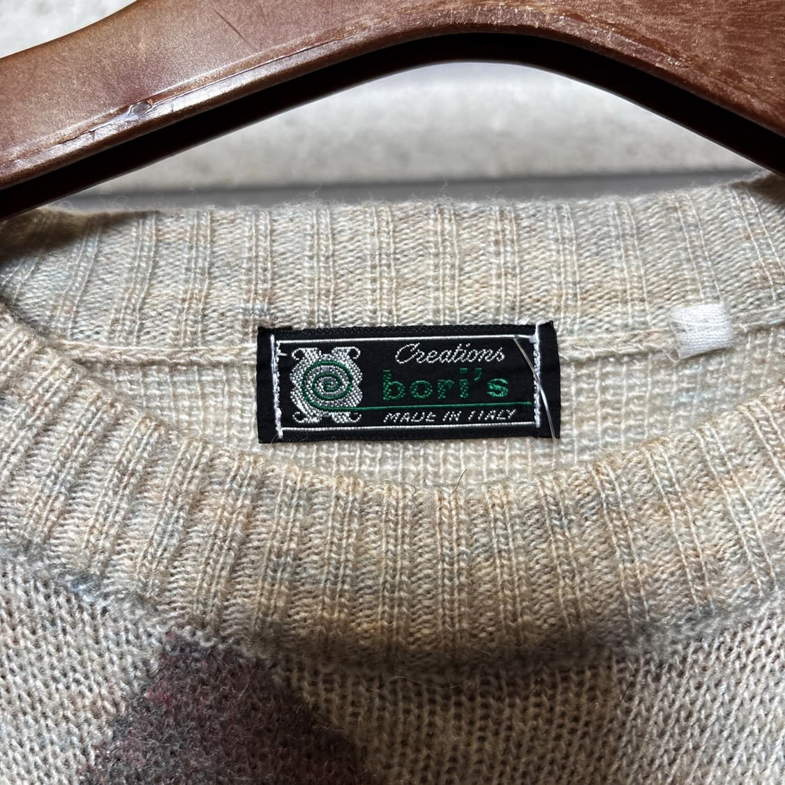 JPN VINTAGE 지오매트릭 자카드 블럭 패턴니트 보카시 디테일 크림 상품이미지7